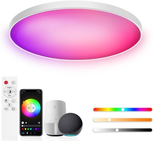 Birnetek® Deckenlampe LED 30W, RGB Deckenleuchte Rund 2700K-6500K, Dimmbar, Kompatibel Mit Alexa, App-Steuerung, Fernbedienung, für Schlafzimmer, Wohntzimmer, Kinderzimmer
