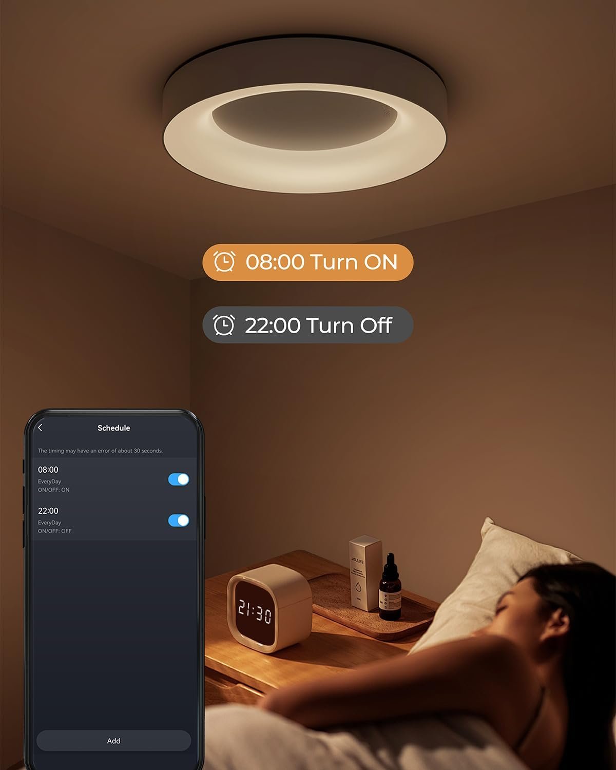Matane Smart Led Deckenleuchte RGB Farbwechsel Dimmbar, 24W Deckenlampe MIT App Steuerung, 3000K-6500K Lampen Kompatibel Mit Alexa, Für Jugendtzimmer Wohntzimmer Schlaftzimm Kinderzimmer Rund Weiiß 28cm – Bild 5