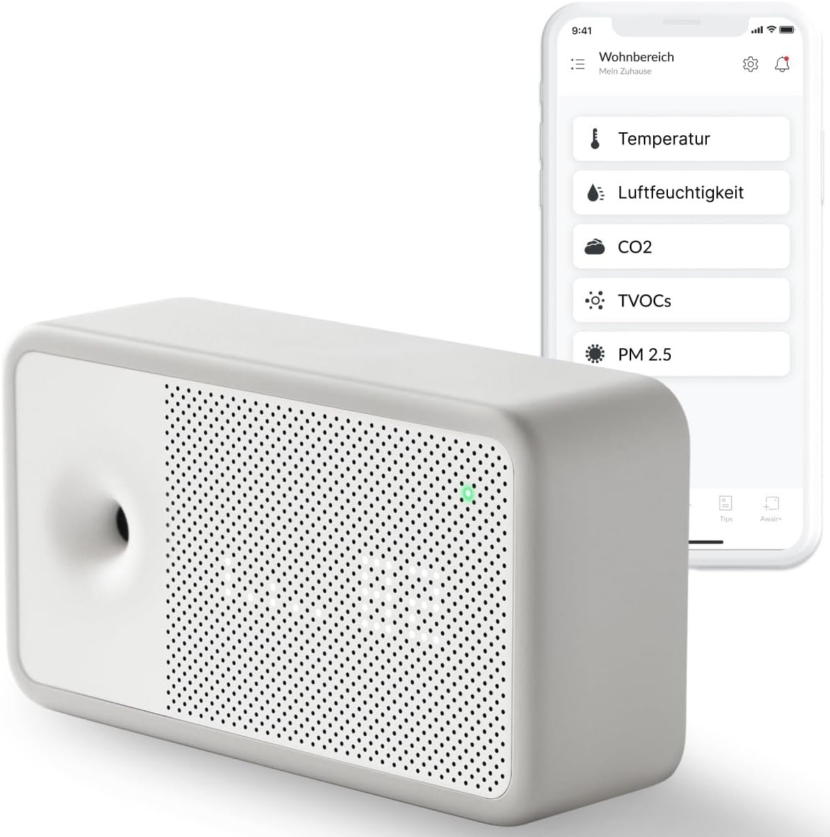 Awair-Element Luftqualität Messgerät, CO2-Sensor, VOC Messgerät, Raumluft-Monitor, Luftqualitätsmesser mit App, Smartter luftqualitaismitor für
