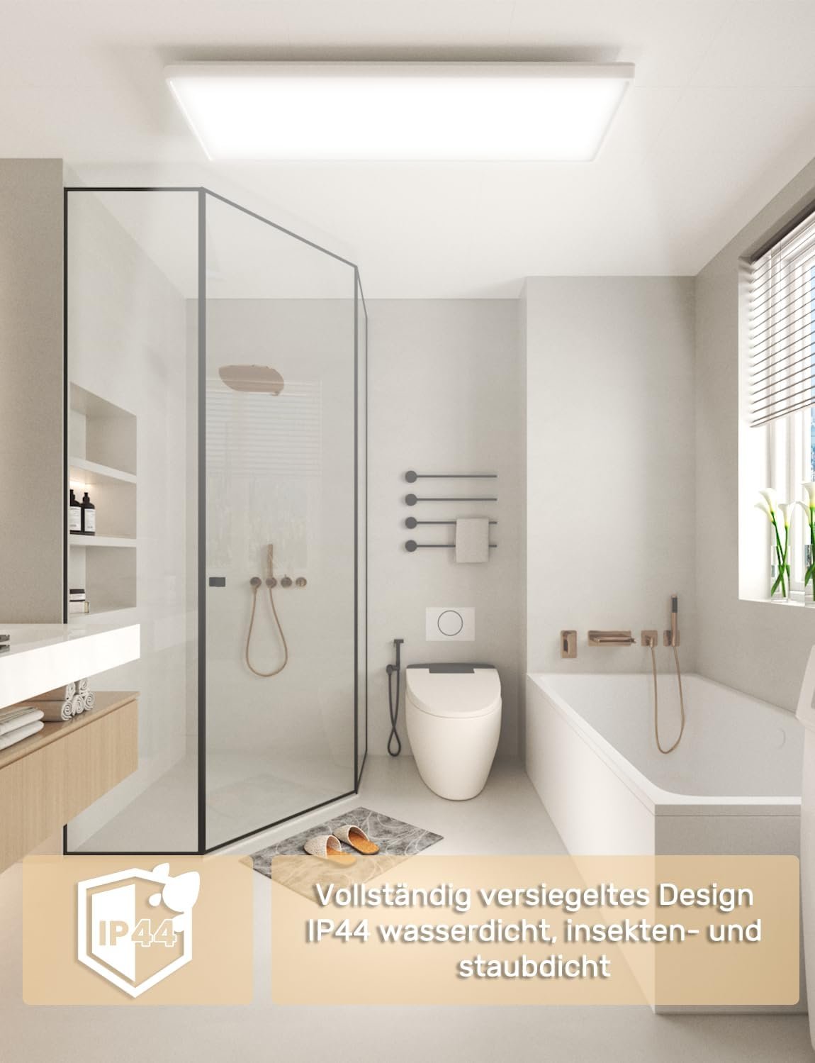 Epicflare LED Deckenleuchte 58x20x2.8 cm IP44 LED -Panel mit Fernbedienung 2700K - 6500K LED Deckenleuchte Flach Warmweimweiß Kaltwei – Bild 5