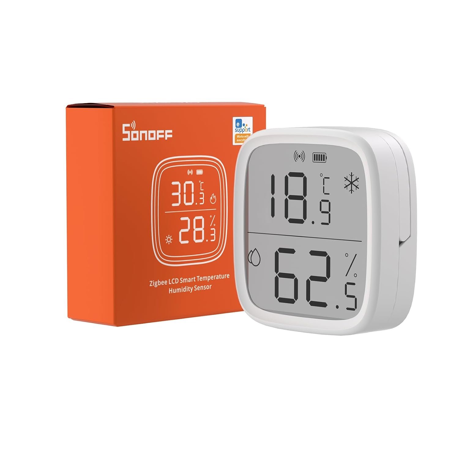 Sonoff SNZB-02D ZigBee Temperatur-und Feuchtigitssensor, Zigbee LCD Smart Thermometer Hygrometer, Zigbee Hub Erforderlich, Temperaturfeuchtigkeitssensor Kompatibel MIT Alexa/Google Home/Home Assistent