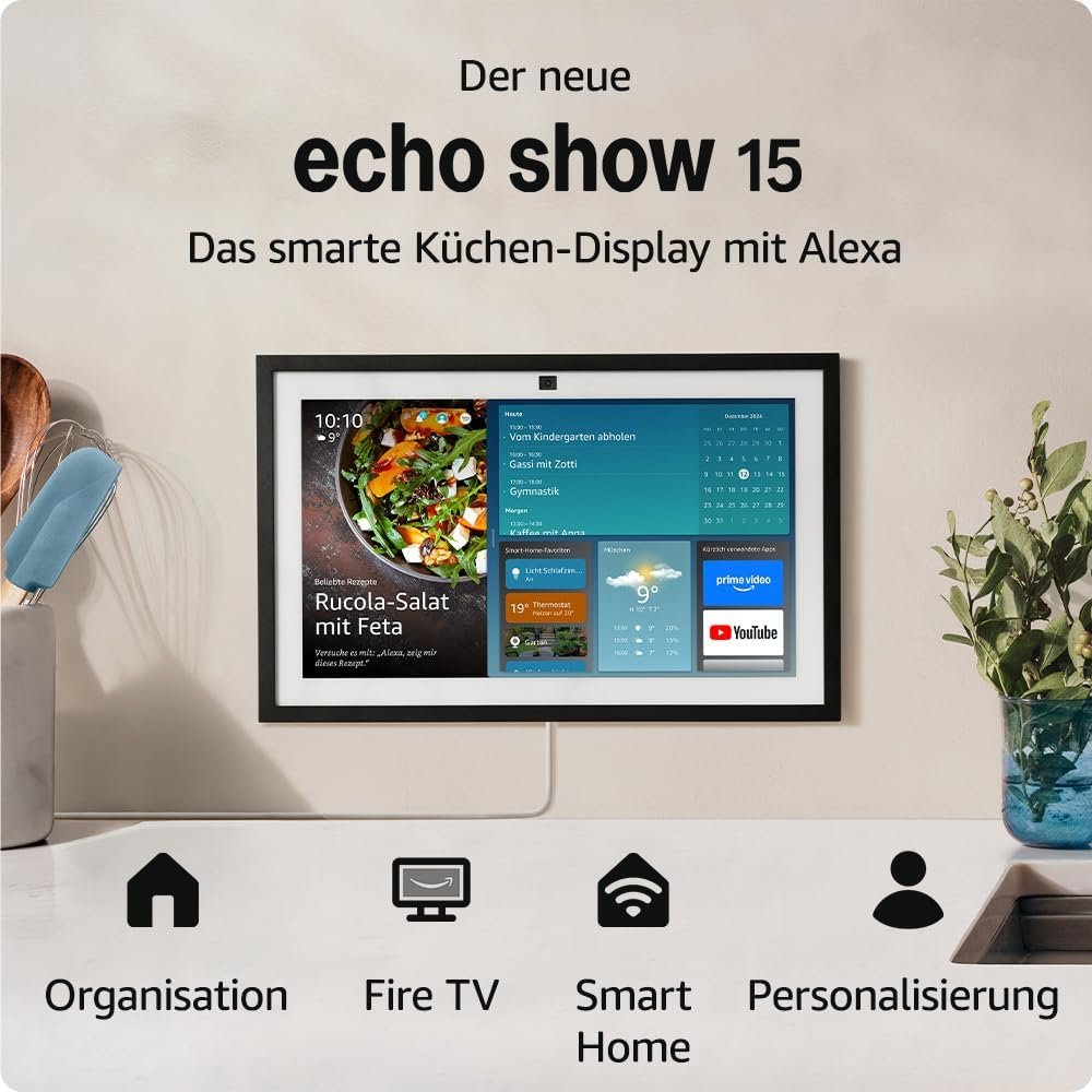 Der Neue Amazon Echo Show 15 | 15,6-Zoll-Smart-Display in Full HD, MIT Integrierer Fire TV und Alexa-Spraachfernbedienung
