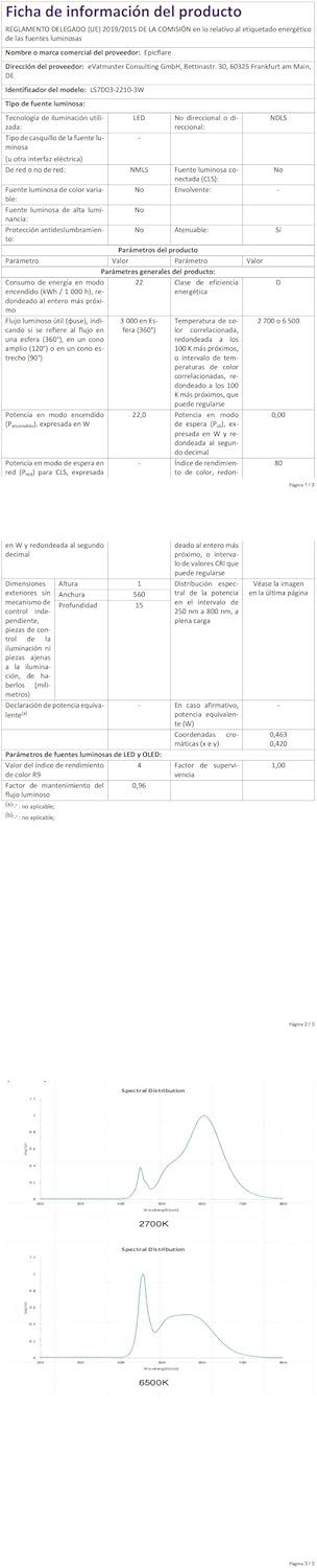 Epicflare LED Deckenleuchte 58x20x2.8 cm IP44 LED -Panel mit Fernbedienung 2700K - 6500K LED Deckenleuchte Flach Warmweimweiß Kaltwei – Bild 11