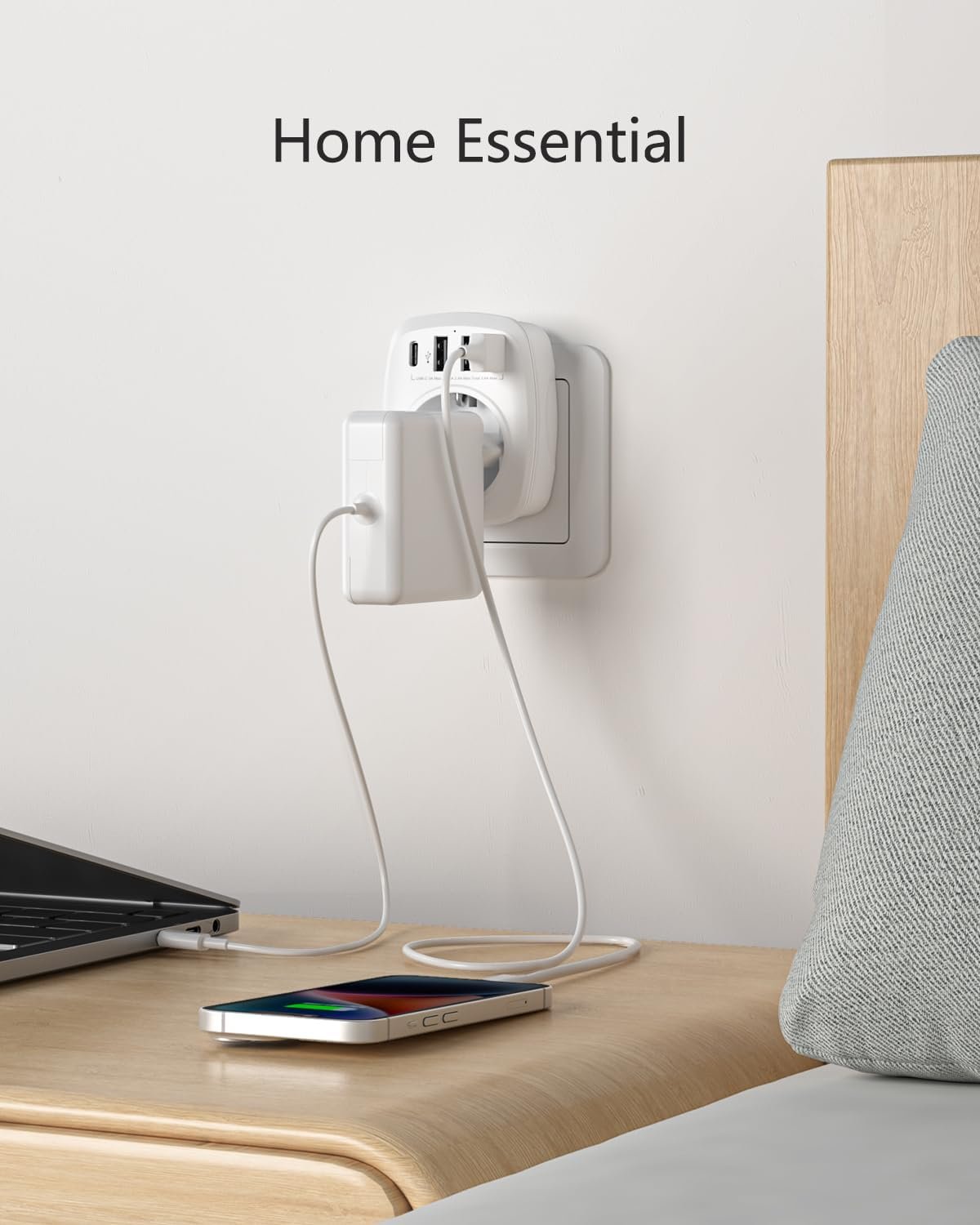 Lencent USB Steckdose Mehrfachstecker EU-Adapter 5-in-1 Steckdosenadapter MIT 3 USB Ladegerät Anschlu – Bild 6