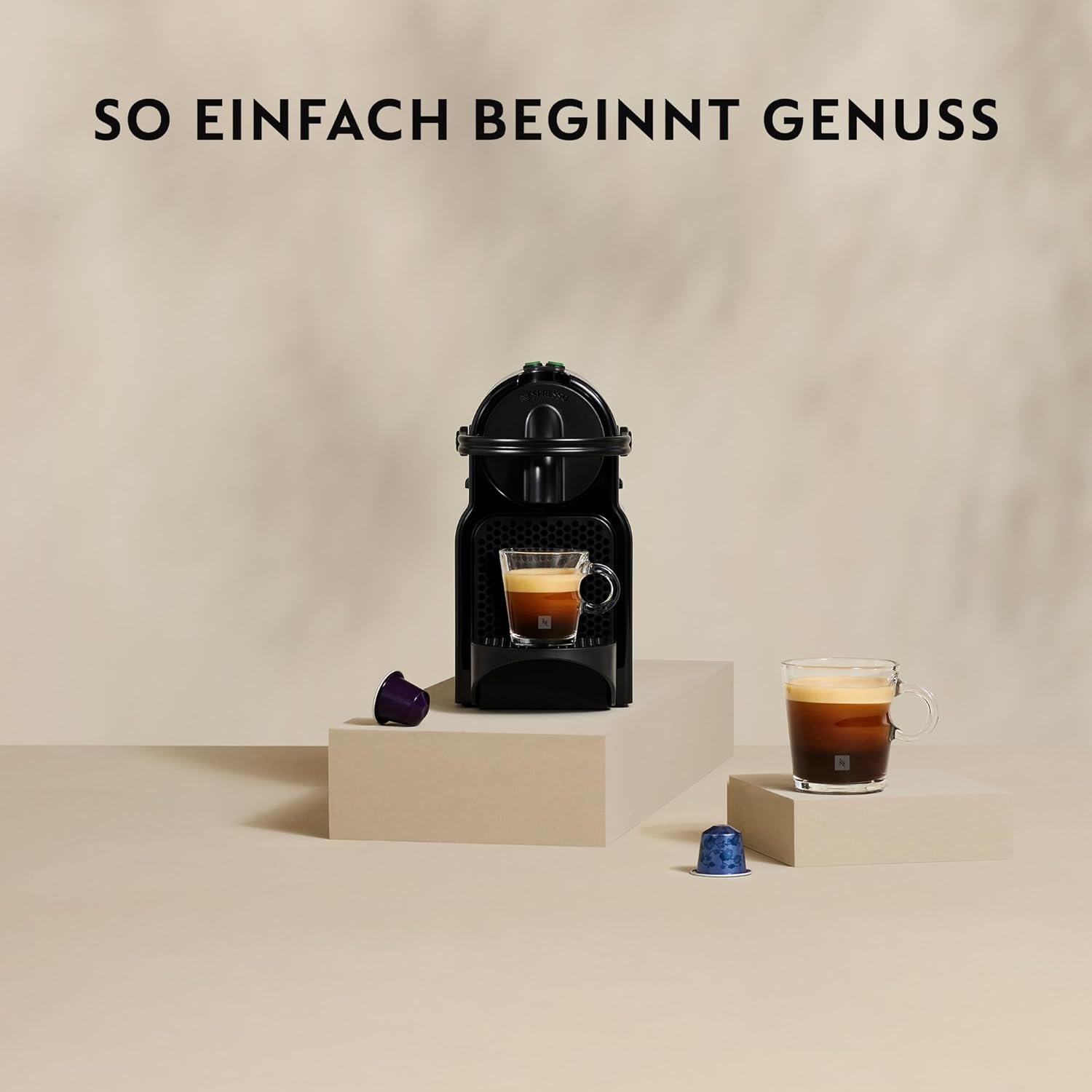 Nespresso de'longhi en 80.b Inissia kapselmaschine, Hochdruckpumpe und Energiesparfunkion, Automatische Power von 9 minuten, Tassenfülmenge für Espresso und Lungo, 0,7 l Wassertank, Schwarz, Schwarz, Schwarz – Bild 2