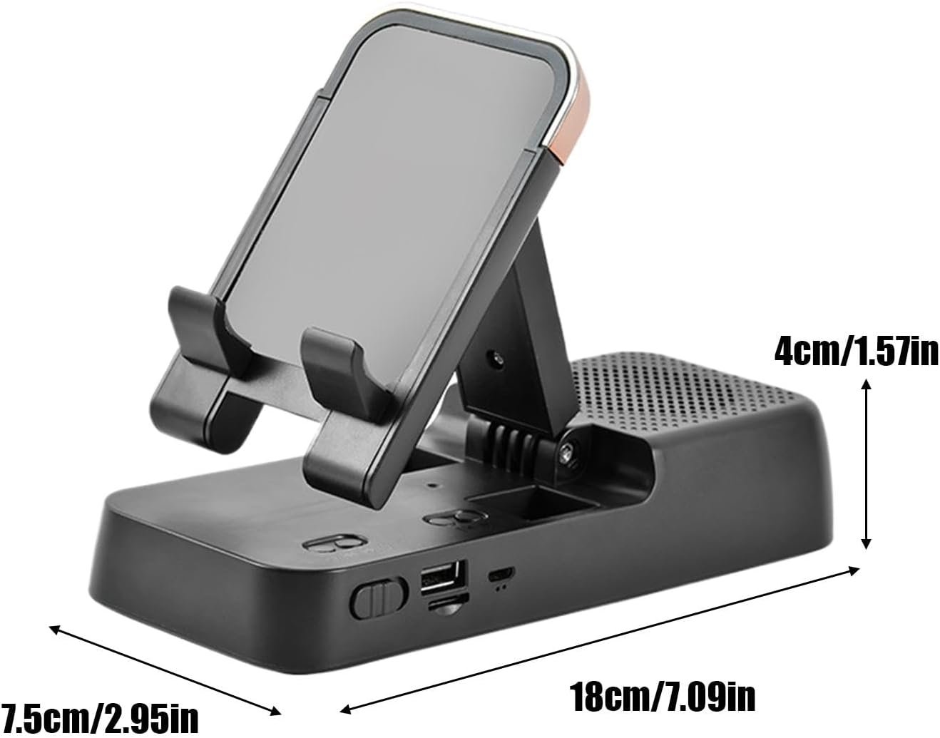 Huvqianu Kabelloser Handy-Ständer, Tragbarer Handyhalter, Verstellbar, Faltbar, Eangauter Lautsprecher, Rutschfestes Design – Bild 2