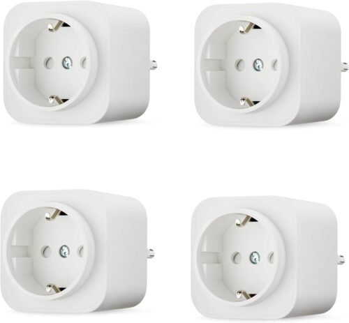 Amazon Basics Smart Wlan-Steckdose 2,4 GHz Wi-Fi für Eu-Steckdose, für Den Innenberich, Nur Kompatibel Mit Alexa, Weiß, 4 Stückk