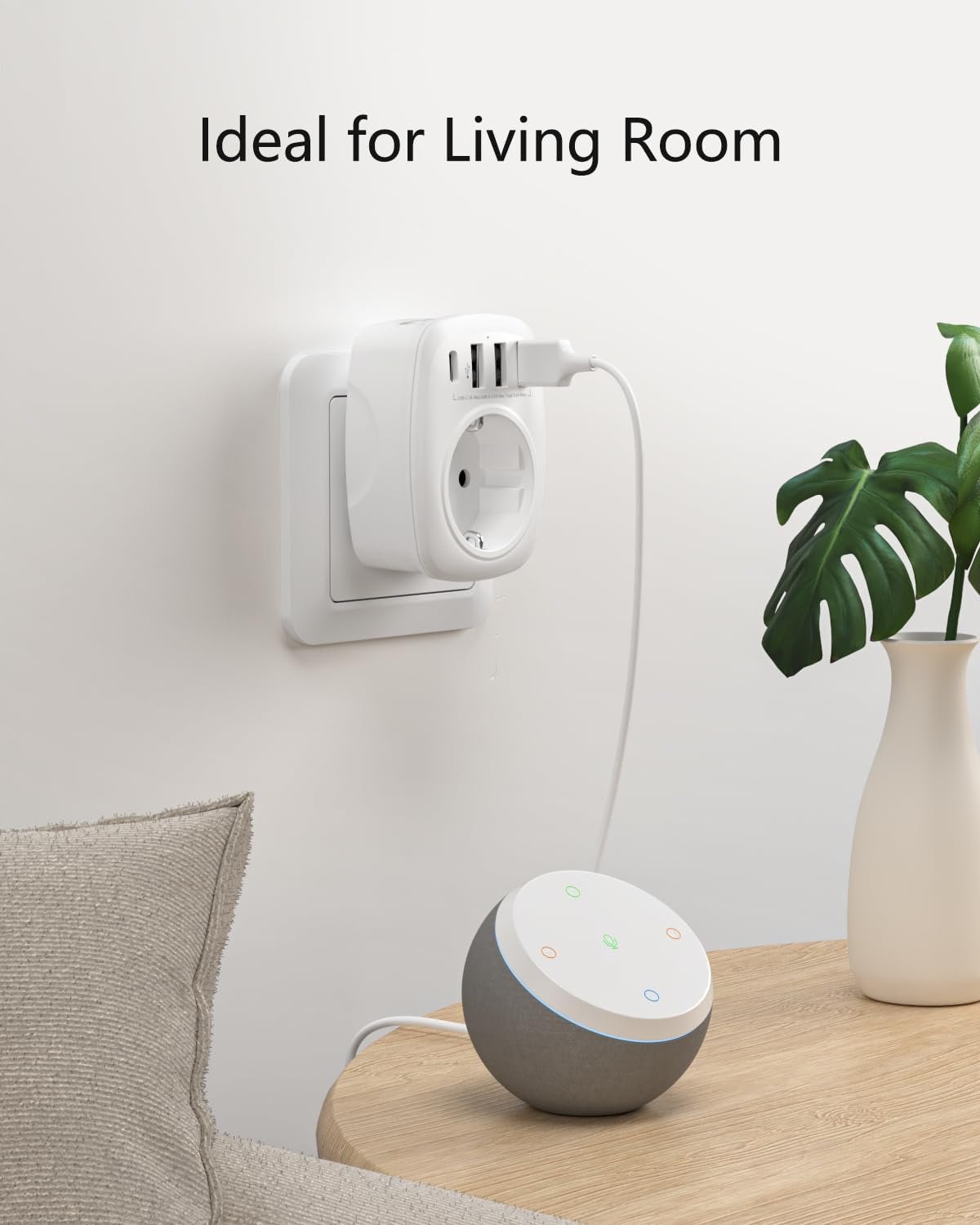 Lencent USB Steckdose Mehrfachstecker EU-Adapter 5-in-1 Steckdosenadapter MIT 3 USB Ladegerät Anschlu – Bild 7