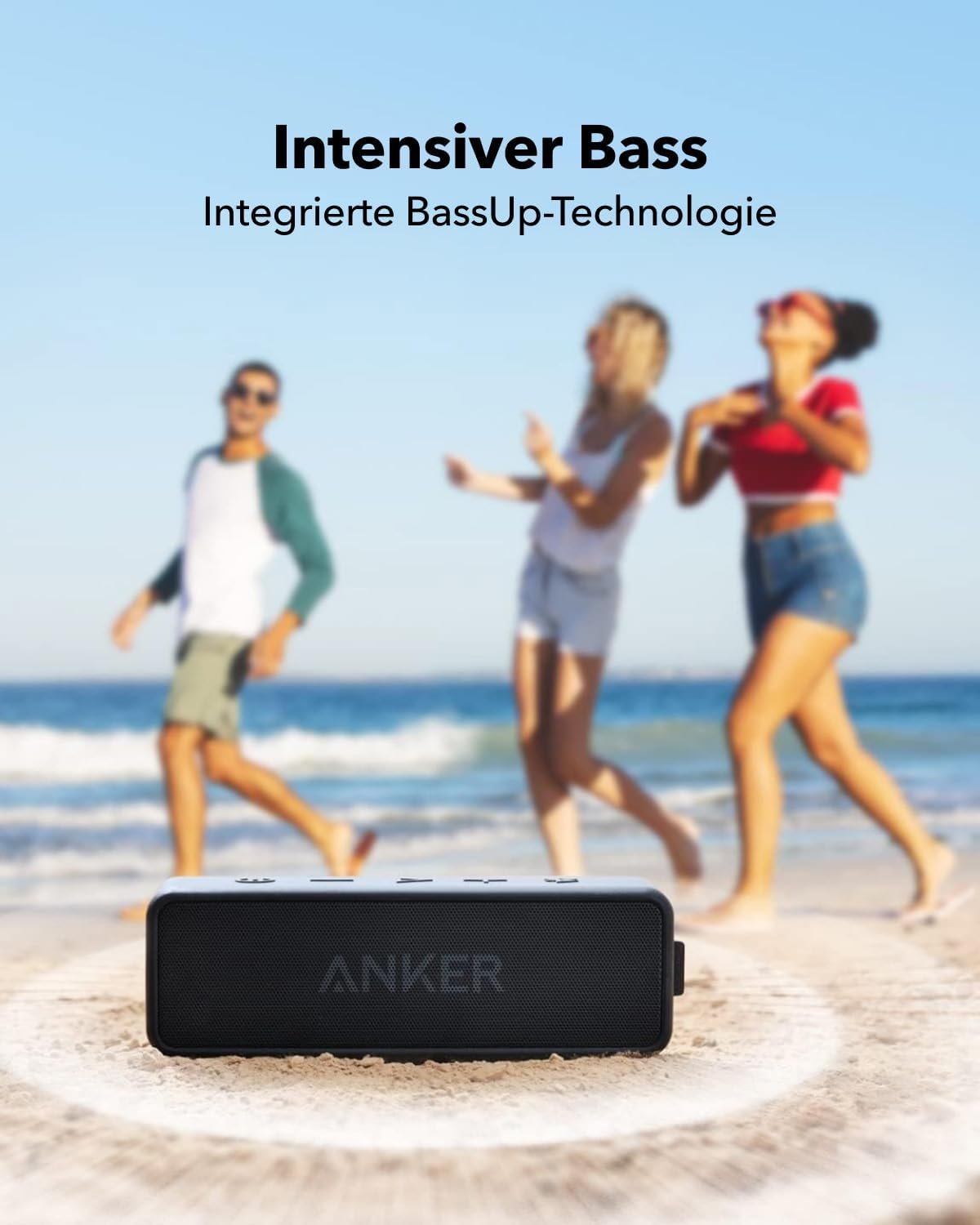 Anker Soundcore 2 Bluetooth Lautsprecher, enormer MIT Duuen Bass-Trebibern, 24H Akku, Verbesserter IPX7 Wasserschutz, Kabelloser, für iPhone, Galaxy Usw. (Schwarz) – Bild 3