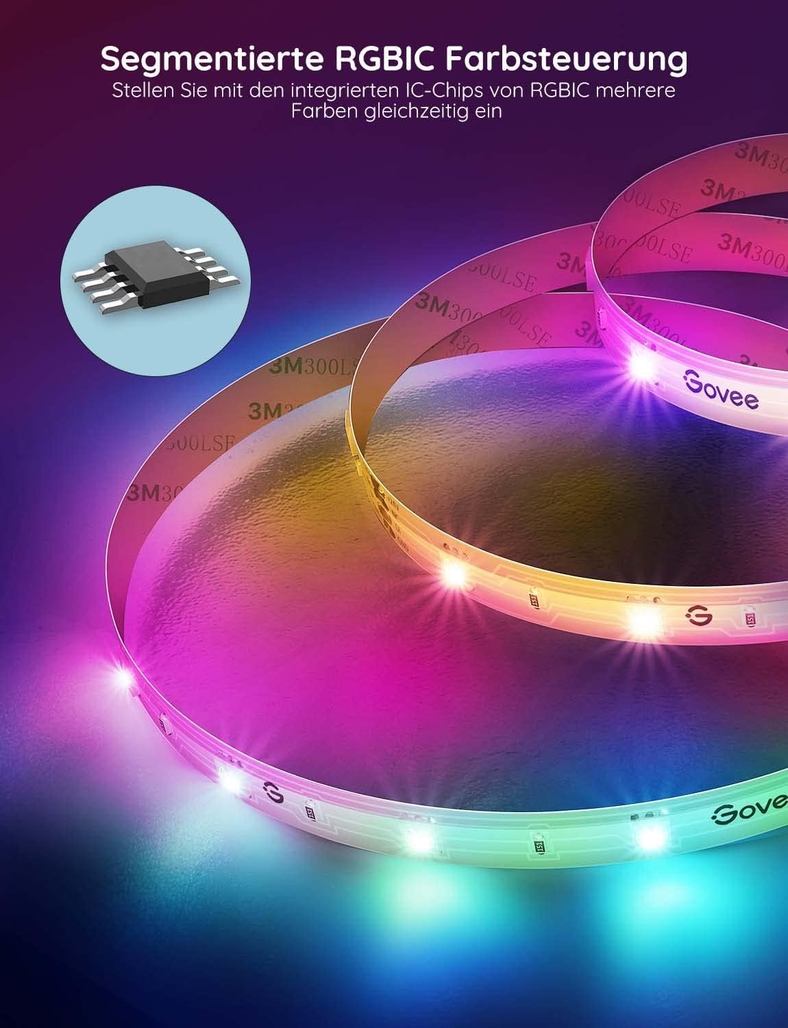 Govee LED Strip 5m, Smart RGBIC LED Streich Lichterkette Liste FunktionTerert MIT Alexa & Google Assistent, DIY SegmentSteuerung, App-Steuerung, Musik Sync, Deko Für Party, Zuhause, Schlafzimmer – Bild 7