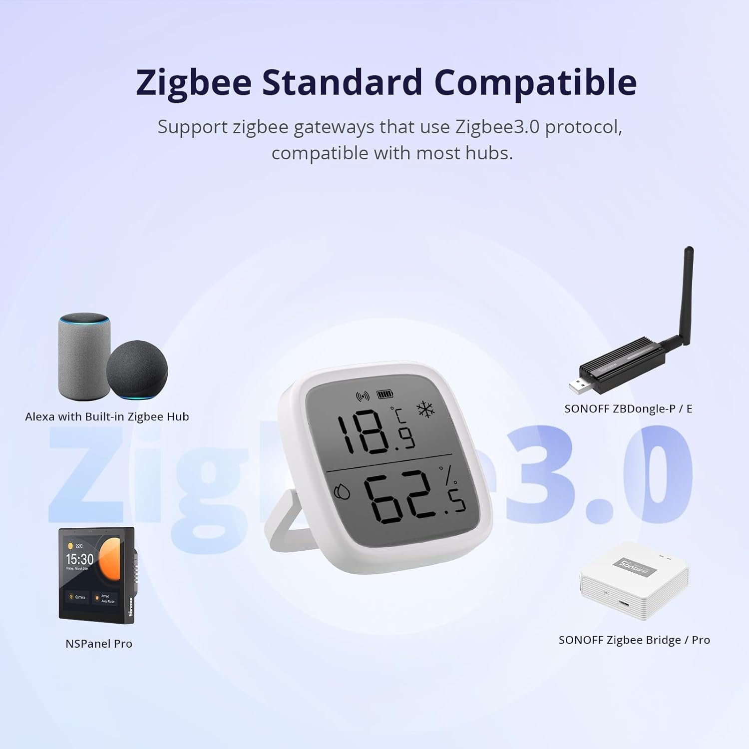 Sonoff SNZB-02D ZigBee Temperatur-und Feuchtigitssensor, Zigbee LCD Smart Thermometer Hygrometer, Zigbee Hub Erforderlich, Temperaturfeuchtigkeitssensor Kompatibel MIT Alexa/Google Home/Home Assistent – Bild 7