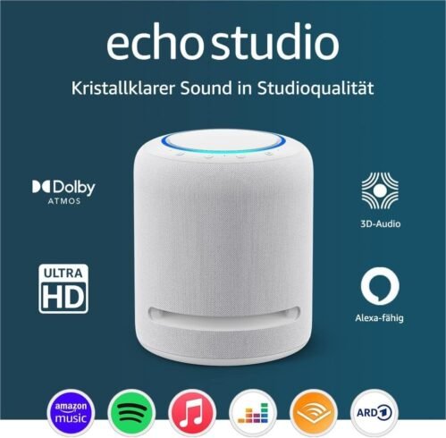 Zertifiziert und Generalternholt Echo Studio | Der Beste Klang, Den Unere Smarten Wlan- und Bluetooth-Lautsprecher Je Gebten Haven-MIT Dolby Atmos, 3D-Audio, Smart-Hom-Hub und Alexa | Weiß