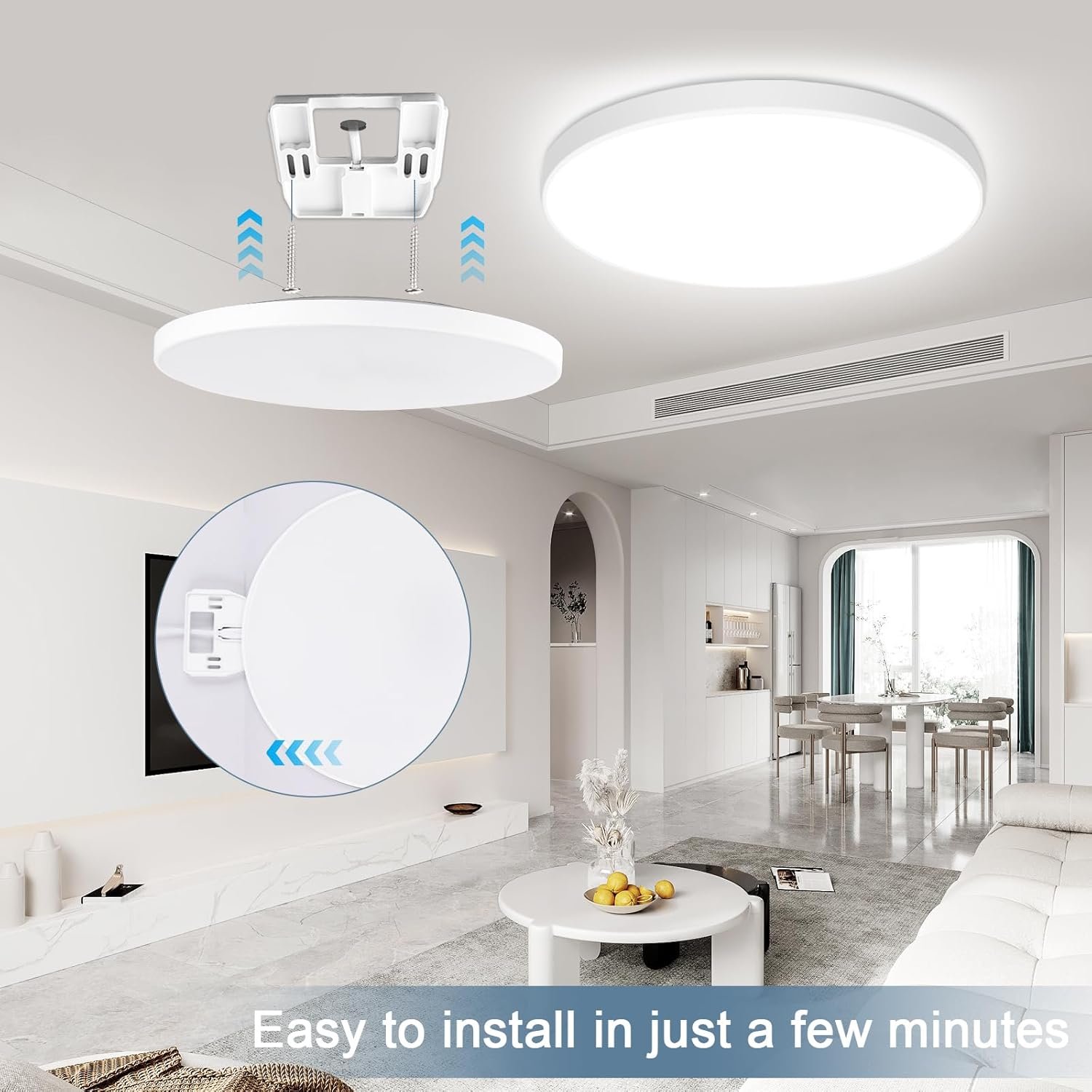 Opparl geführte LED Deckenlampe Dimmbar Mit Fernbedienung, 24W 16 MILEN RGB FARBWECHSEL Smart Led Deckenleuchte Steeuerbar, 2400LM Deckenbeleuchtung Ø30CM LAMPE für Wohntzimmer Schlafzimmer, Weiiß – Bild 9