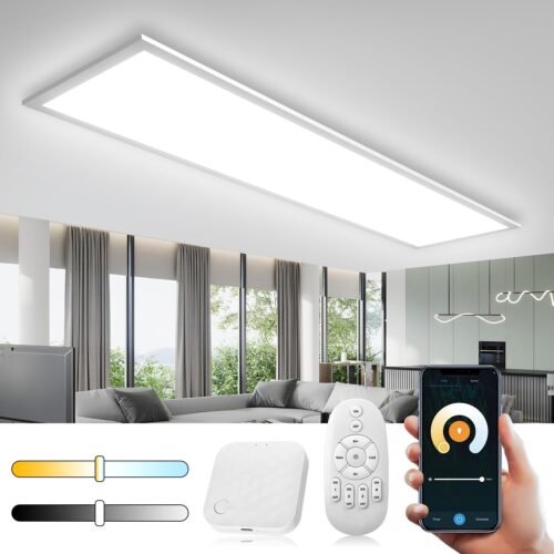 Deckenleuchte LED Dimmbar 100x25cm, 28W Smart LED Wifi Tuya Deckenlampe mit Fernbedienung, App-STEUERUNG 2700K-6500K Aufladen