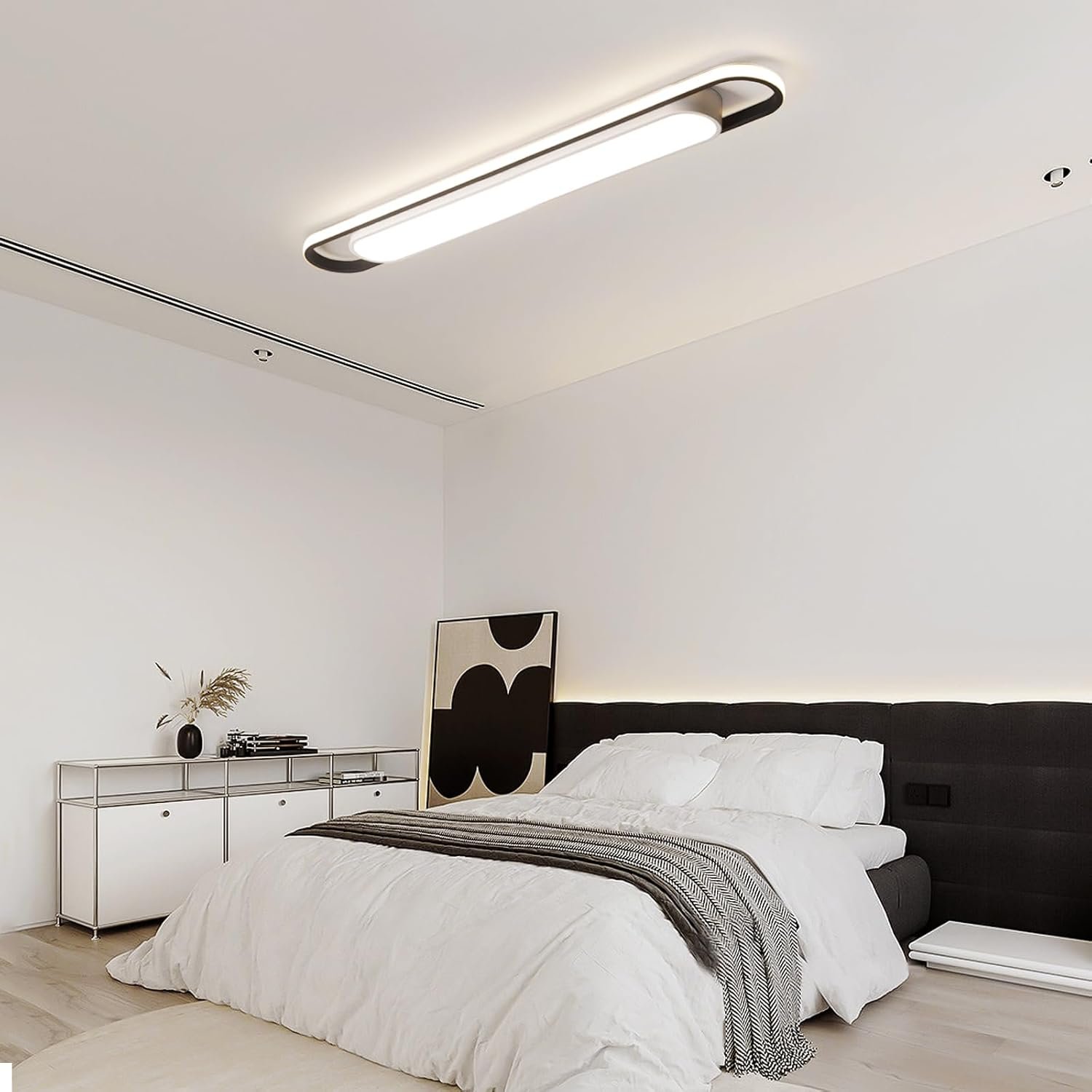 Moderne Smart-LED-LED-Deckenleuchten dimmbare LED-Deckenlampe mit Fernbedienung 4-Fuß-Acryl-Flush-Deckenleuchten für Wohnzimmer Küche Esszimmer (6-58) x2W (122 cm) – Bild 7