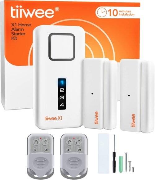 Tiiwee Home Alarm System Wireless Kit X1 – Koplette Alarmanylage MIT X1 -SIRENe, 2 Fenster -Türen und 2 Fernbedienungen – Fensteralarm Türalarm