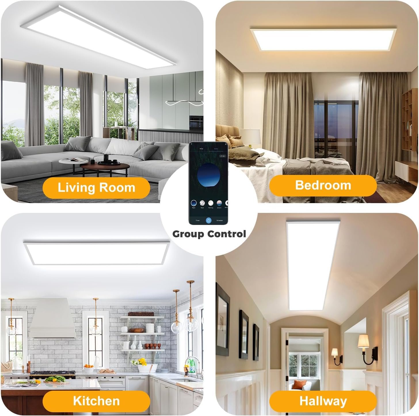 Deckenleuchte LED Dimmbar 100x25cm, 28W Smart LED Wifi Tuya Deckenlampe mit Fernbedienung, App-STEUERUNG 2700K-6500K Aufladen – Bild 4