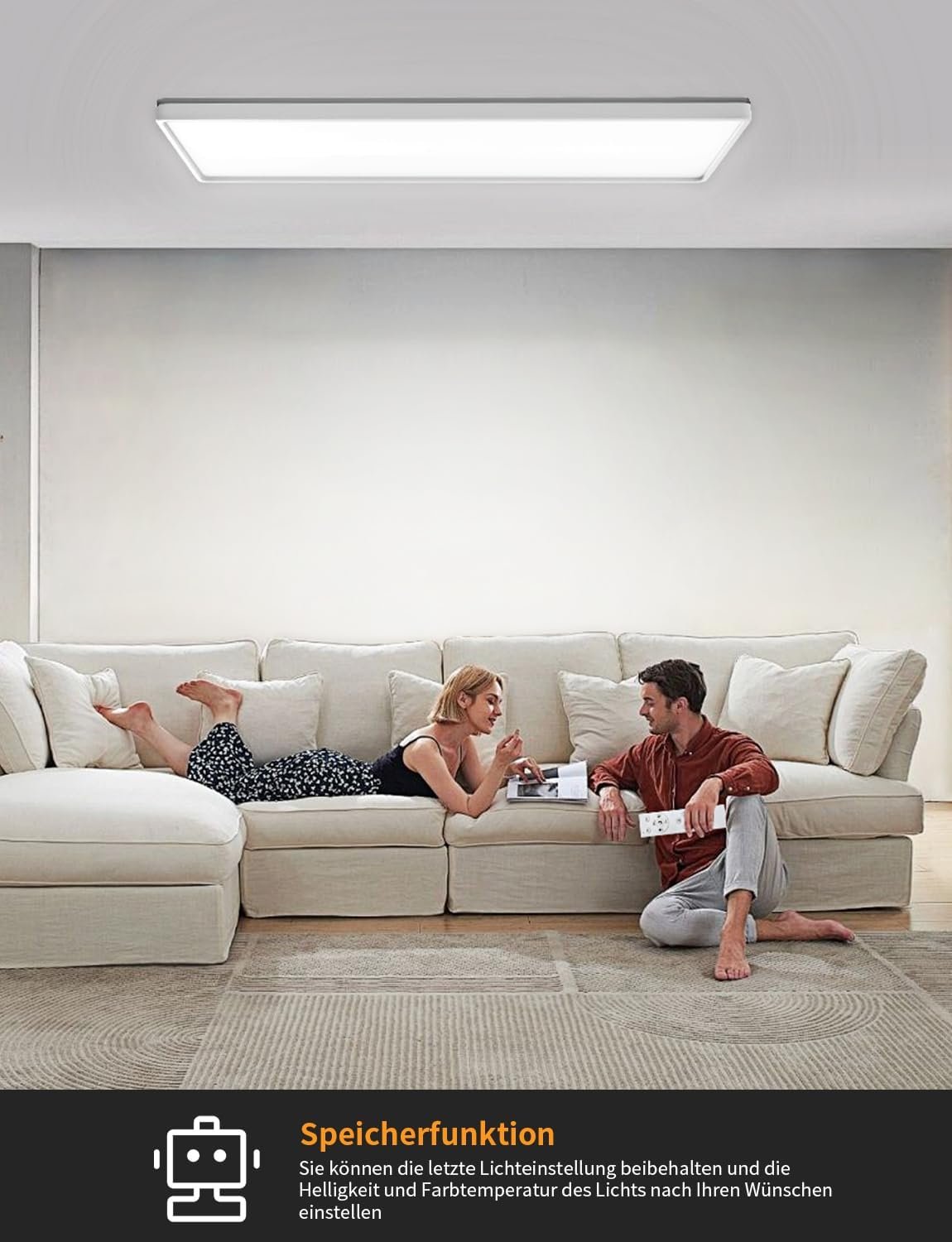 Epicflare LED Deckenleuchte 58x20x2.8 cm IP44 LED -Panel mit Fernbedienung 2700K - 6500K LED Deckenleuchte Flach Warmweimweiß Kaltwei – Bild 7