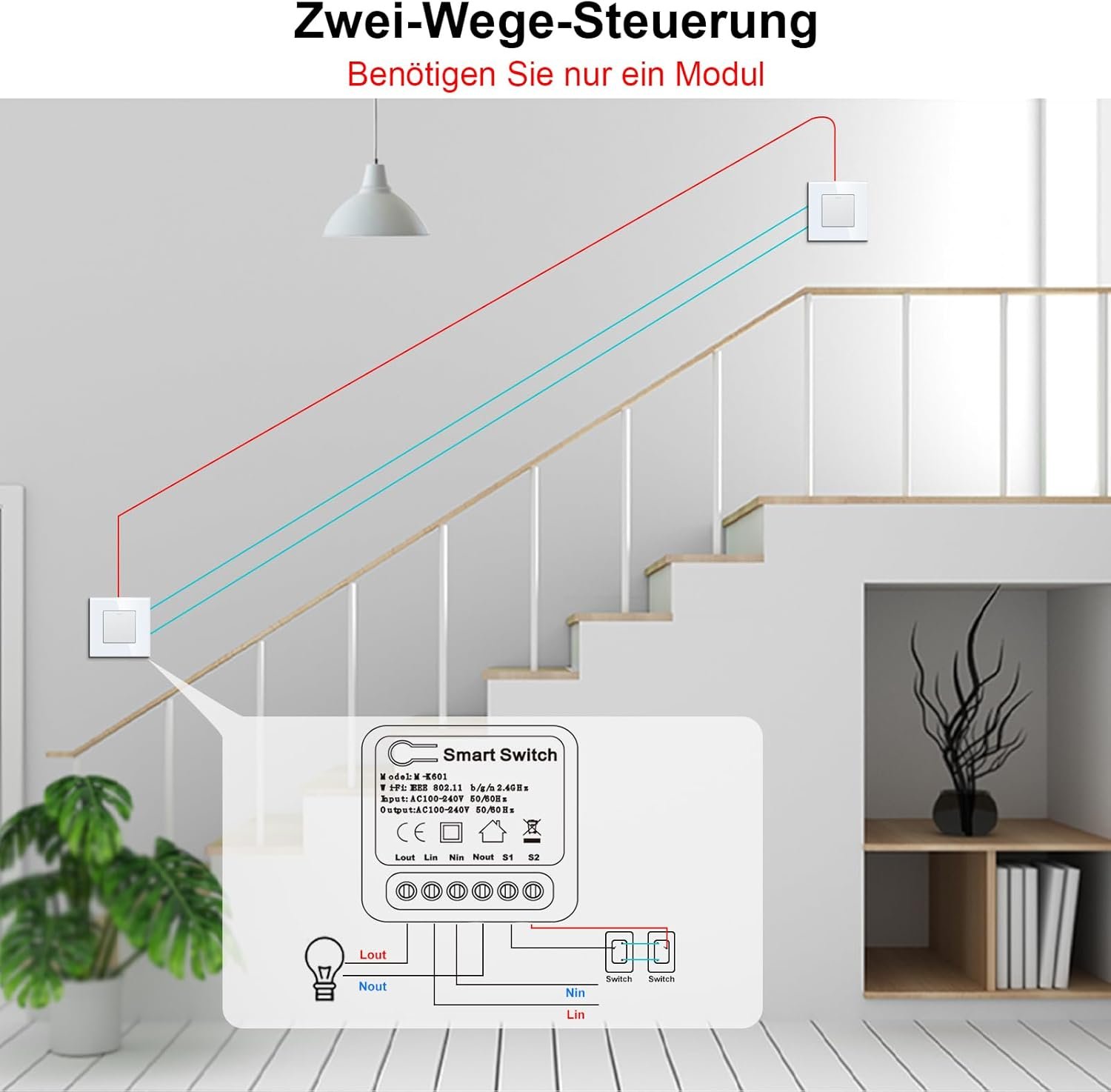 2 PCs Cnbingo Smart Lichtschalter Modul 1 WEG/2 WEGE, MINI DIY WLAN SCHAGER PASST PASSTER ANDERSTANDSCHALLTER – Bild 5