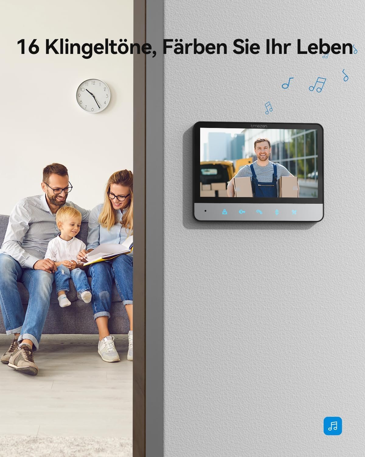 Tmezon Video türspechanlage 4-draht, türspechanlage MIT Kamera, 7 "Monitor MIT KabelgeBundener Türklingel, Nachversion, Live-Ansischen und Konveration, Lentsperren Durch Monitor, 16 Klingeltönee – Bild 7