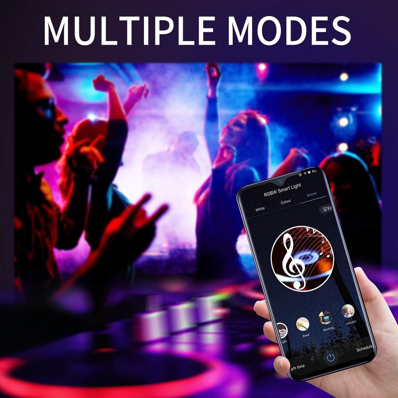 Anwio Alexa Smart Glühbirnen, E14 Wlan LED LAMPEN DIMMBAR GLUHBIRNE 5W 470LM+2700-6500K+RGB 16 MILEN FARBEN, APP Steuern Kompatibel Mit Alexa/Google Home, Bluetooth, Sprachsteuer, 2 Packs, 2 Packs – Bild 8