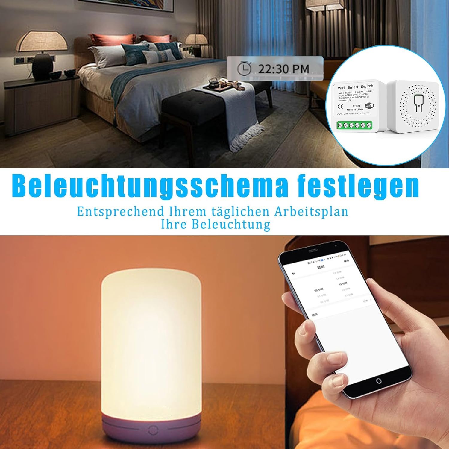 Gerui 2pcs Smart Lichtschalter, Smart Home Wlan Bluetooth Schalter Wireless Switch Fernbedienung DIY PASSST Hintergrund Wandschalter, Smart Switch Kompatibel MIT Google Home, Alexa Echo, Smart Life/Tuya – Bild 5