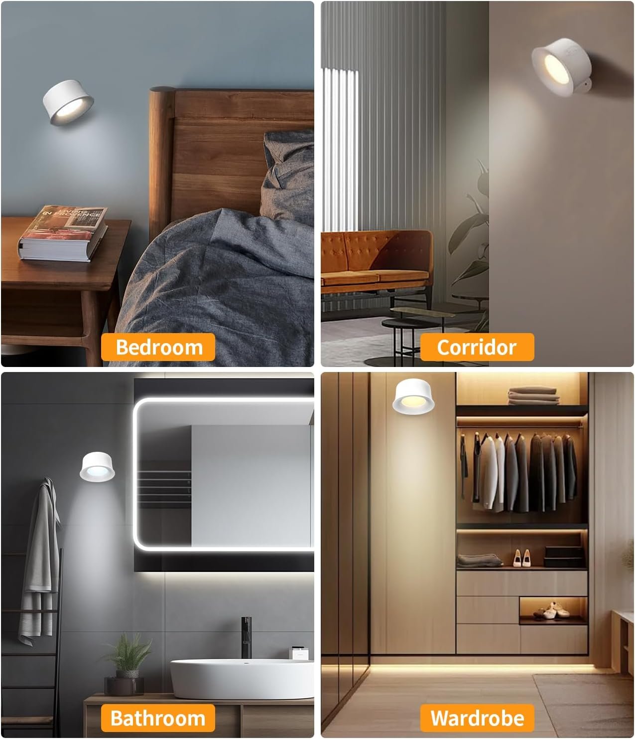 Yulado führte Wandhleuumpfte Kabellos 2 Stückes USB-Anschluss, Wandbeleiltung, 360 ° – Bild 7