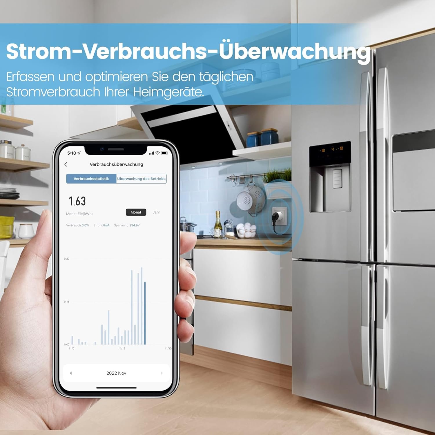 Alexa Steckdose 4er Pack, Eightree Smart Wlan Steckdose Mit Strommessung, Sprachsteuerung & Timer, Smart Home WiFi Steckdose FunktionTerert Mit Alexa, Google Home, Nur 2,4GHz WiFi – Bild 4