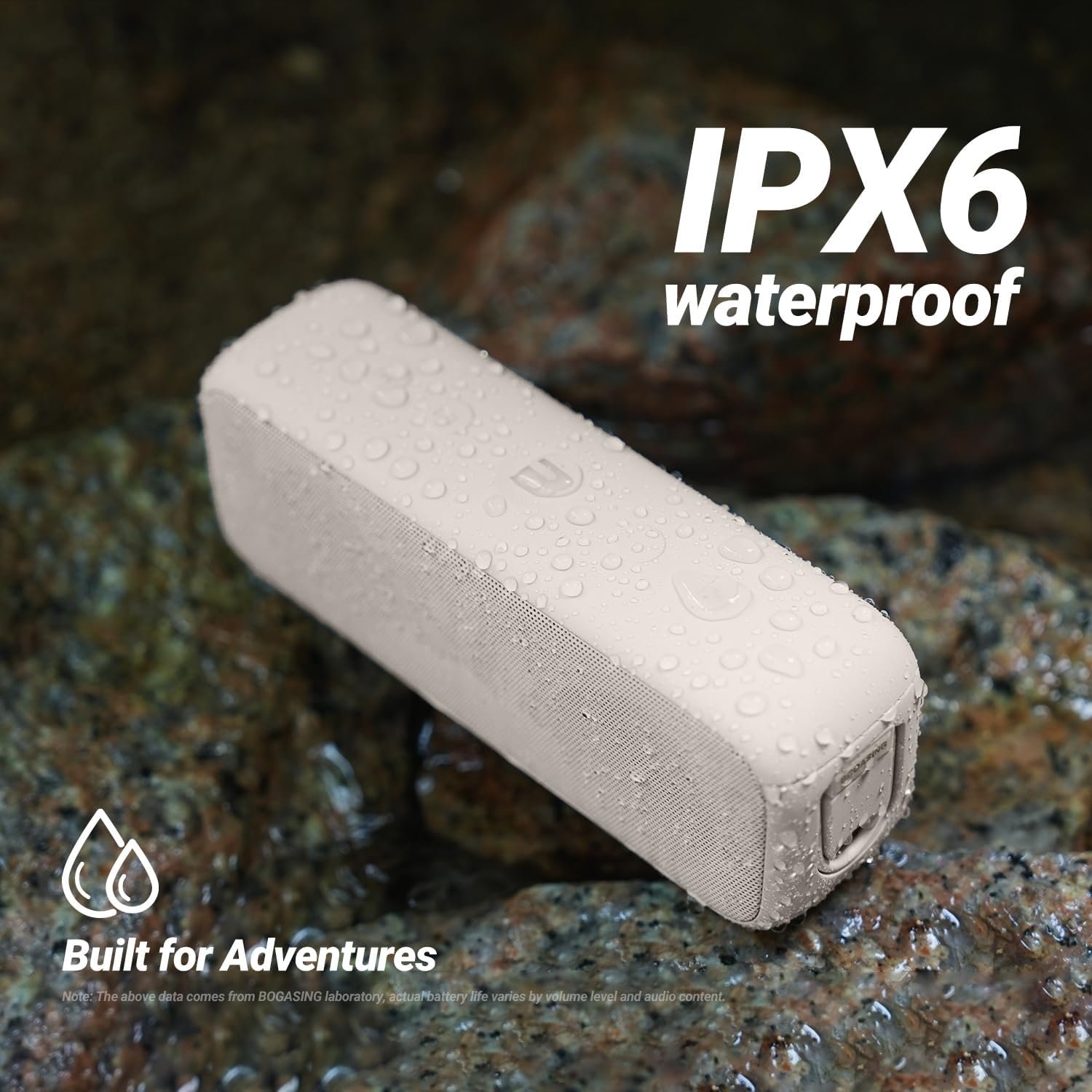 Bogasing G6 Tragbarer Bluetooth Lautsprecher, Lautsprecher-Boxen Bluetooth MIT 30W Stereo-Sound, 35H AKKU, EQ, IPX6, USB, TF, Aux, Kabelloser Musikbox Mit Mikrofon Für Outdoor (Beige) – Bild 5