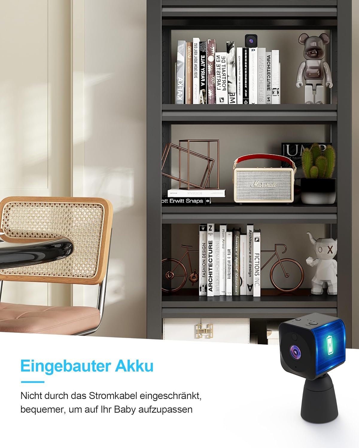 Aobocam mini kamera, 4k hd wlan (2,4ghz überwachungskamera innen live übertragung Handy App für Wifi Kamera Indoor MIT Akku Kompakte Sicherheitkamera MIT Bewegungsmelder/Nachtenscheich/Cloud-Spitze – Bild 5