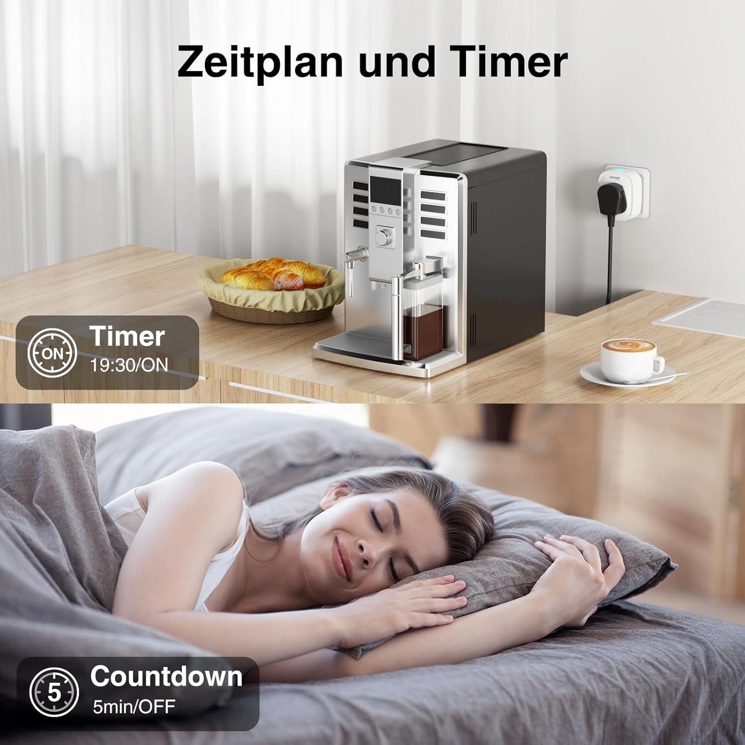 Ghome Smart Steckdose MIT Strommessung, 16A Wlan Steckdose Kompatibel Mit Alexa/Google Home, App Fernbedienung, Sprachsteuerung, Zeitplan und Timer, Nur auf 2,4 GHz WiFi – Bild 6