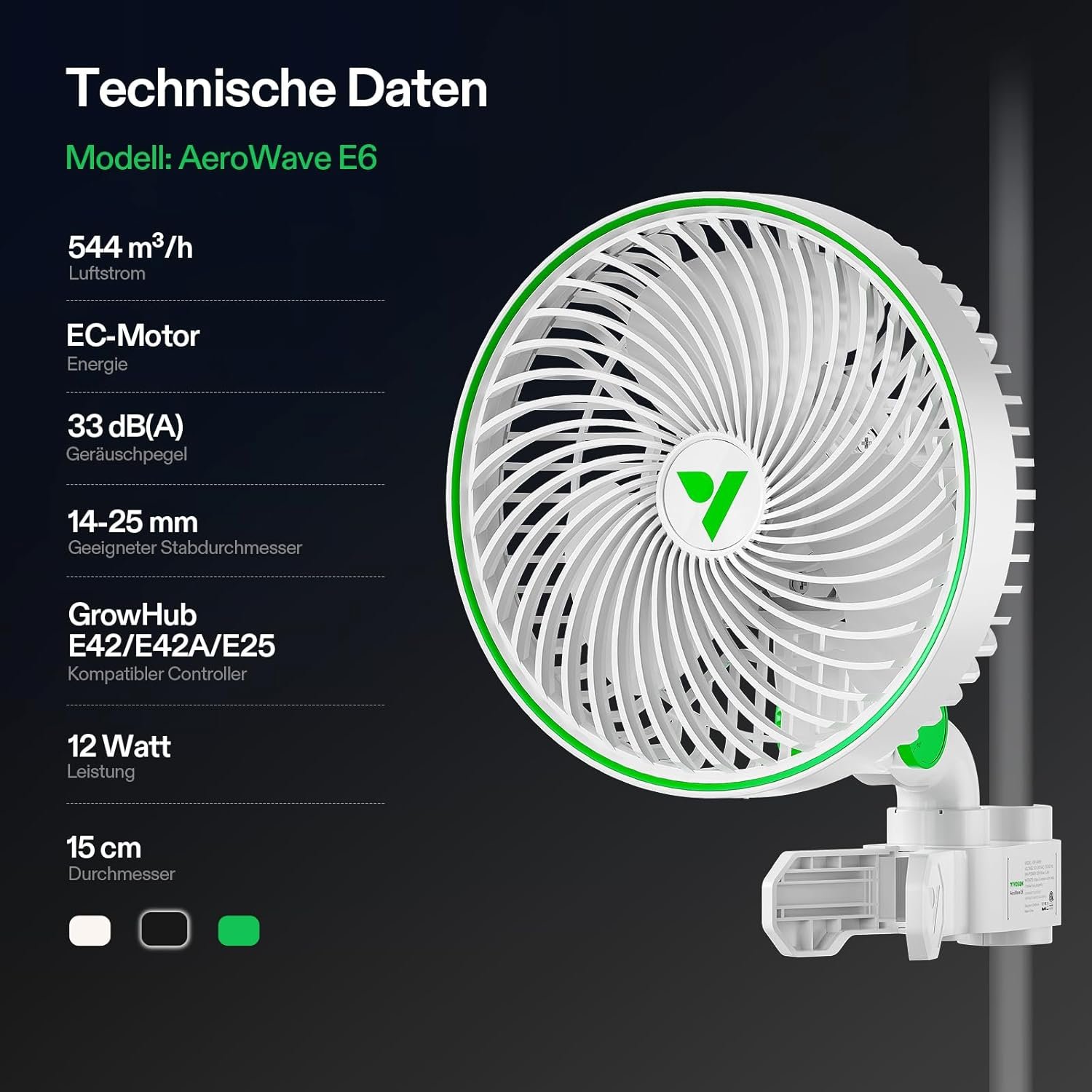 Vivosun aerowave e6 wachsen zeltventlüfter 6 ", EC Motor Smart WiFi Control, US-patentierte automatische Oszillations-Clip-Lüfter, Fästterfest IP-54, Starker Luftstrom Aber Leise für Hydroponische-Lüftung Zirkulation – Bild 8