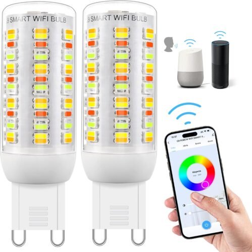 Wi-Fi RGBCW Smart G9 LED Lampen, Kompatibel mit Alexa /Google Home, AC 230V Mehrfarbary Dimmbare, 2700K-6500K, Helligkeit Einstellbar 1%-100%, 4W, 400LM, MIT MUSIKSYNCHRONISIATION LED LED LED Glüsbarne, 2er Pack