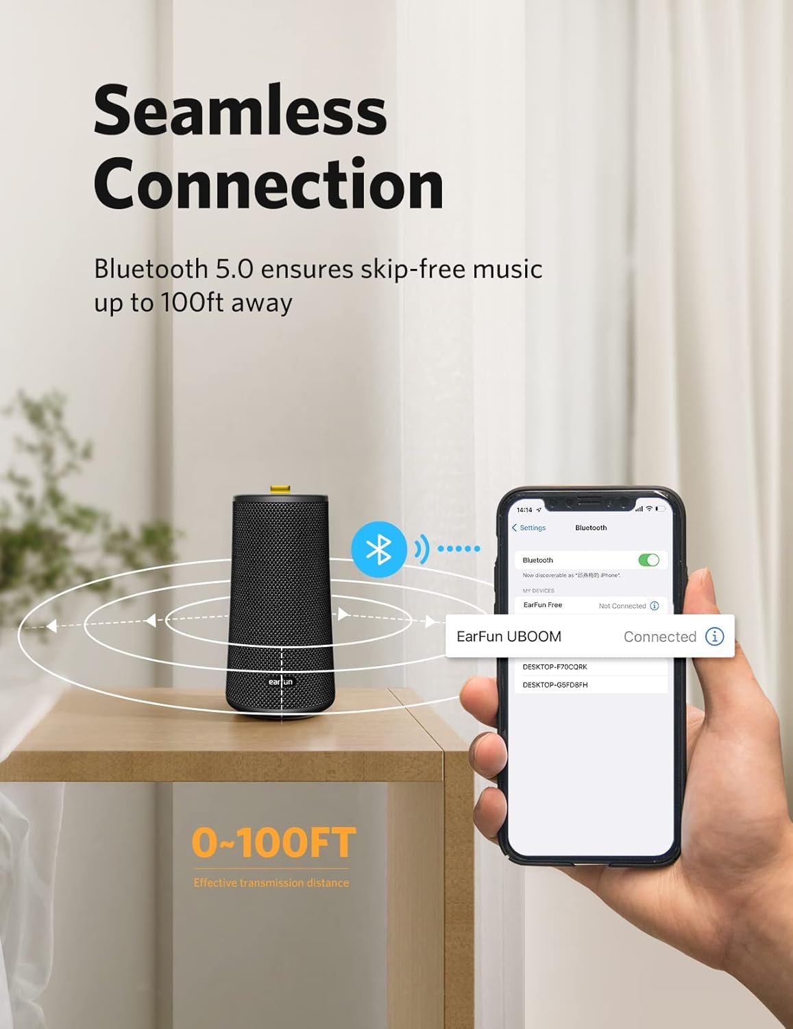 Uboom Bluetooth Lautsprecher (2024 Version), 24W 360 ° Stereo-Sound, Tiefbass, Bluetooth 5.0, IPX7 Wasserschutz, USB-C Schnellladung, 16 Stunden Spielzeit für Inden und Außenen – Bild 7
