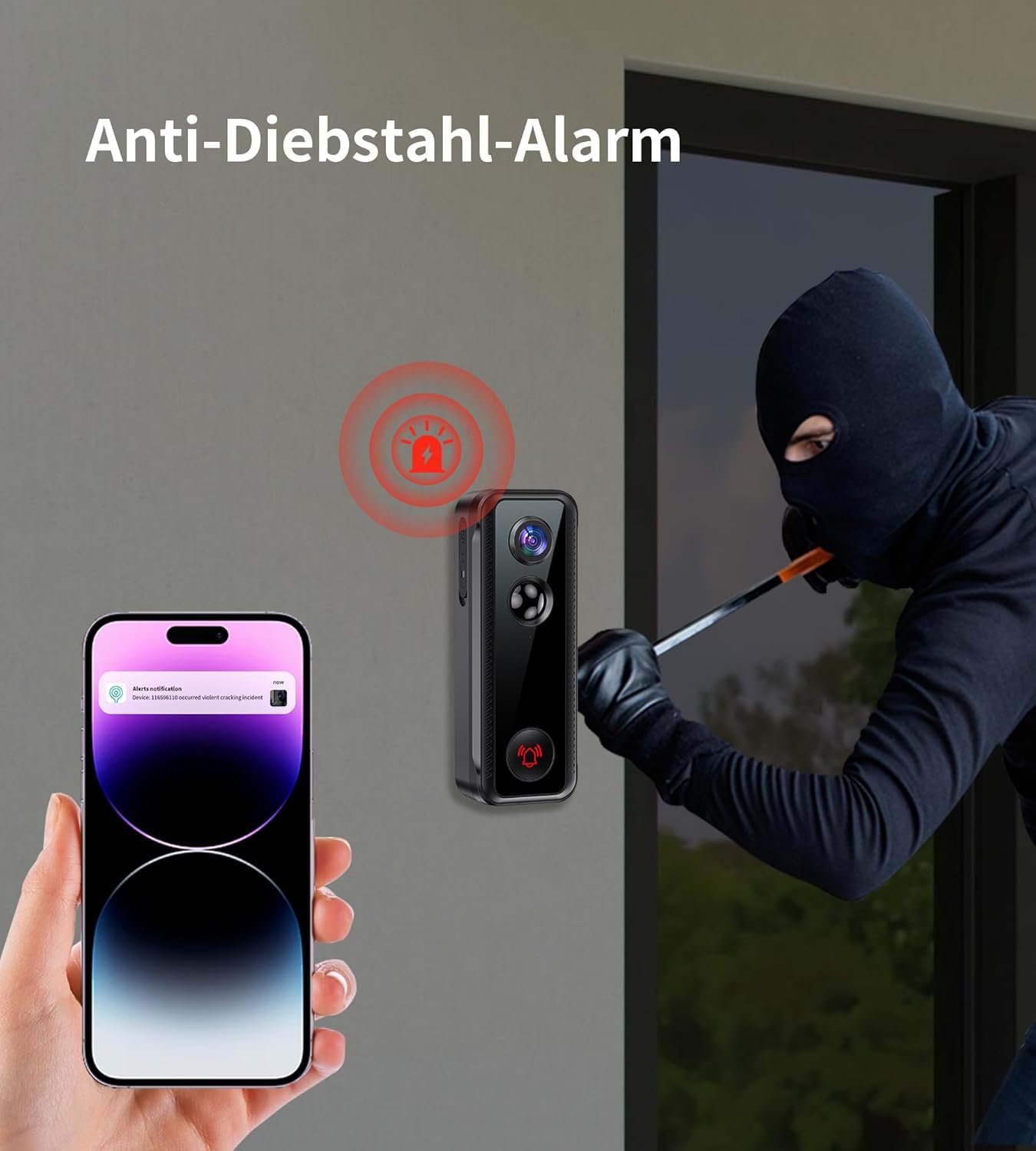 Ankway 2k Video Türklingel MIT Kamera Wlan, 145 ° Weitwinkel, Pir-Sensor, 2-Wege-Videoanruf, Live-Ansichtern Verfindich, Alarme, Wasserdicht, 2 Speicherwege, Unterstaubung Mit Alexa, Smarteibell Carmed – Bild 6