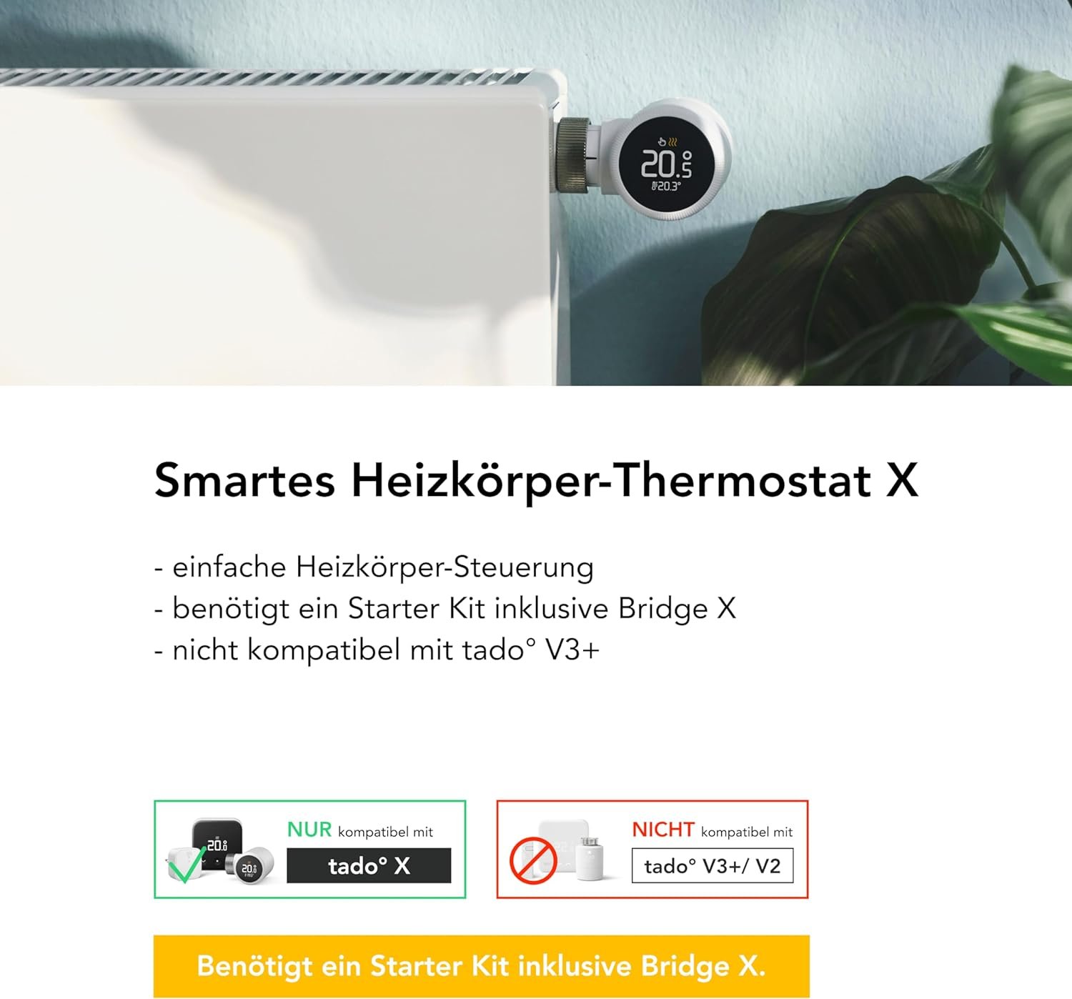 Tado Smartes Heizkörperthermostat X, Heizungssteuerung pro App und Smart Speaker (Siri, Google Assistant), Spart Energie & Kosten, DIY -Installation, Nicht Kompatibel Mit Tado V3+ – Bild 4