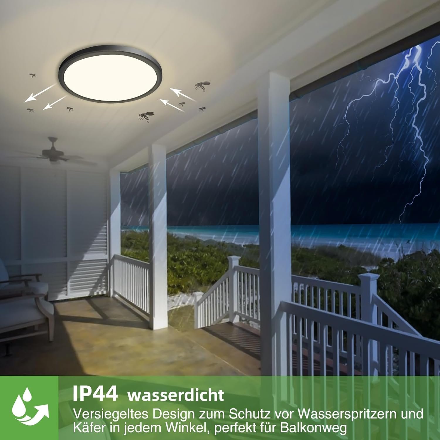 Zemty Led Deckenleuchte mit Radar Bewegungssersor 19w 4000k, Flache Lampe mit Bewegungssor innen, 22 cm 1800 lm Rund Deckon – Bild 6