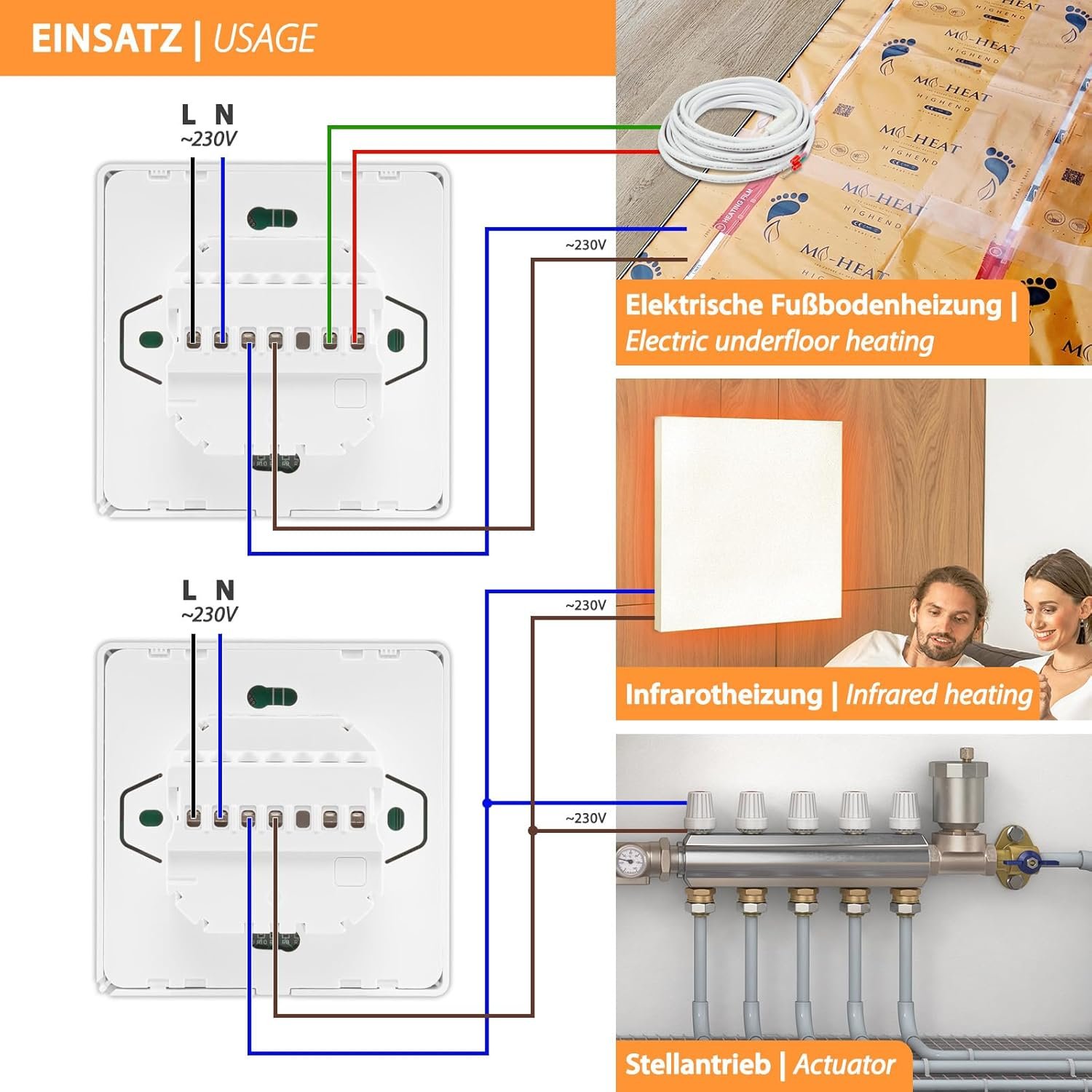 Mi-Heat M2 Raumthermostat Wlan Weiß-Alexa Tuya Smart Life Google Home Elektrischen Fußbodenheizung Thermostat Smart Raumthermostat Fußbodenheizung Zeitlich-Display-Abschaltung – Bild 5