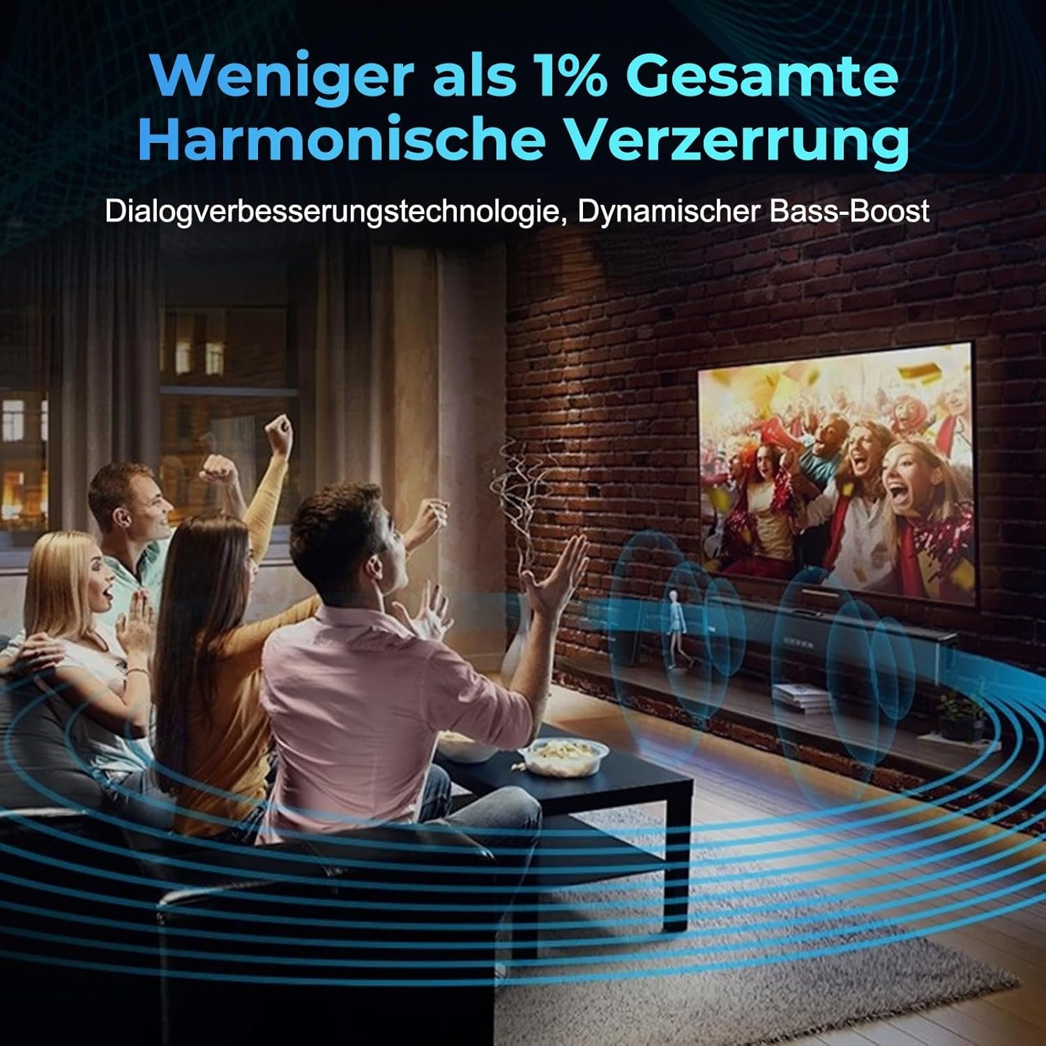 Ochsen S3 Soundbar für Fernseher, Heimkino-Audio MIT Bluetooth 5.0, Dynamischer Bass, 3D-Surround-Sound, Dialogverbesserung, Aux/Optisch/Koaxial Kompatibel, Mehrere Klangmodi, Wandmontierbarar – Bild 2