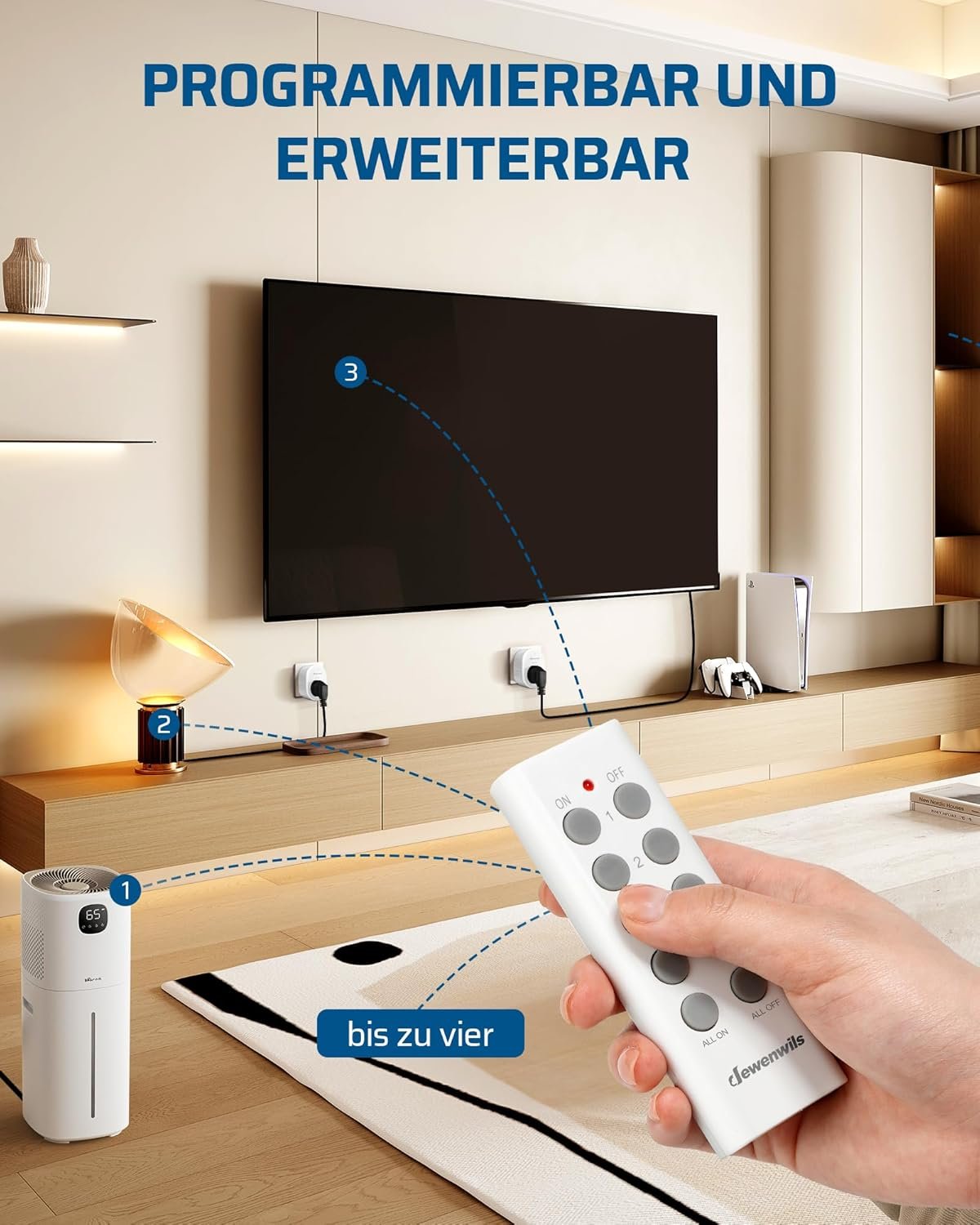 Dewenwils Funksteckdosen MIT Fernbedienung, 2300w Steckdose mit 1er Fernbedienung, 30m Reichs – Bild 6