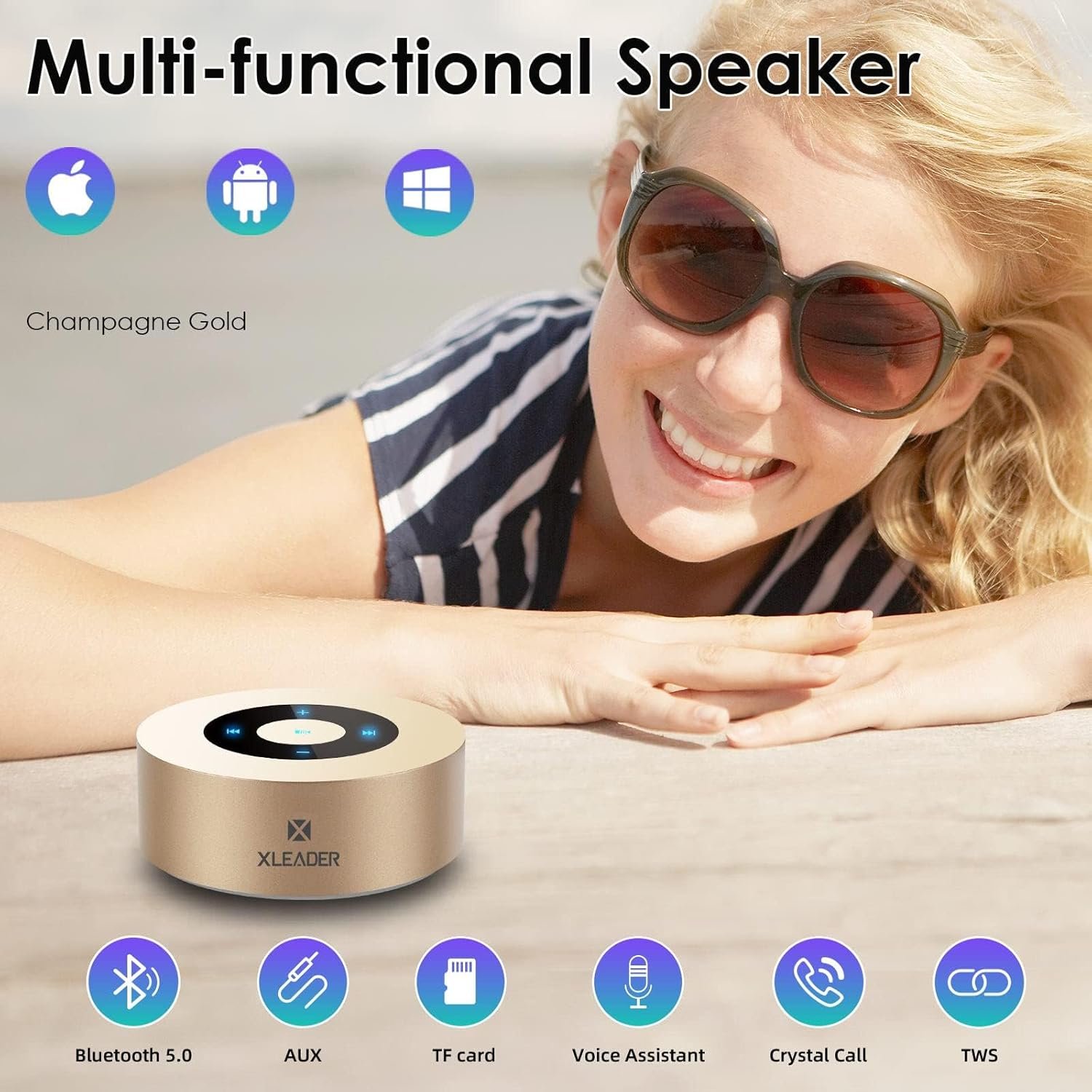 Xleader (Smart Touch) Wireless Lautspecher Soundangel A8 (3. Gen) 5W Laut Wenig Lautspecher Mit Tragbarer Wasserfest Herbst 15H Mikrofon Tf-Karte Aux für Dr. – Bild 4
