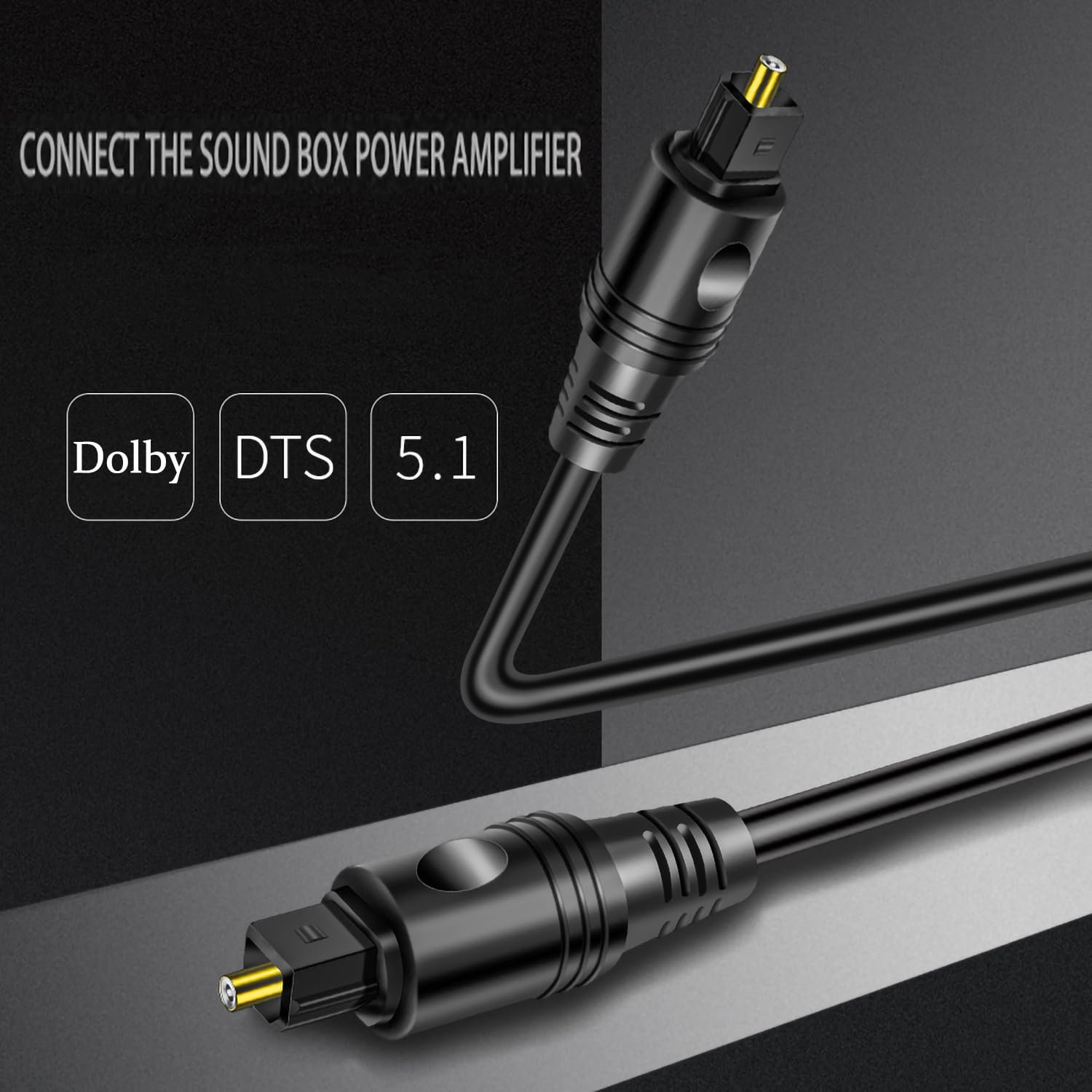 Yaodhaod Optische Kabel für Stereosystem/Verstängker/Verstängker, Heimkino, Xbox One/PS4, Mehrkanal Vergoldete Anschlüsse, Toslink Zu Toslink, Digital S/Pdif Kabel (1,8m) – Bild 3