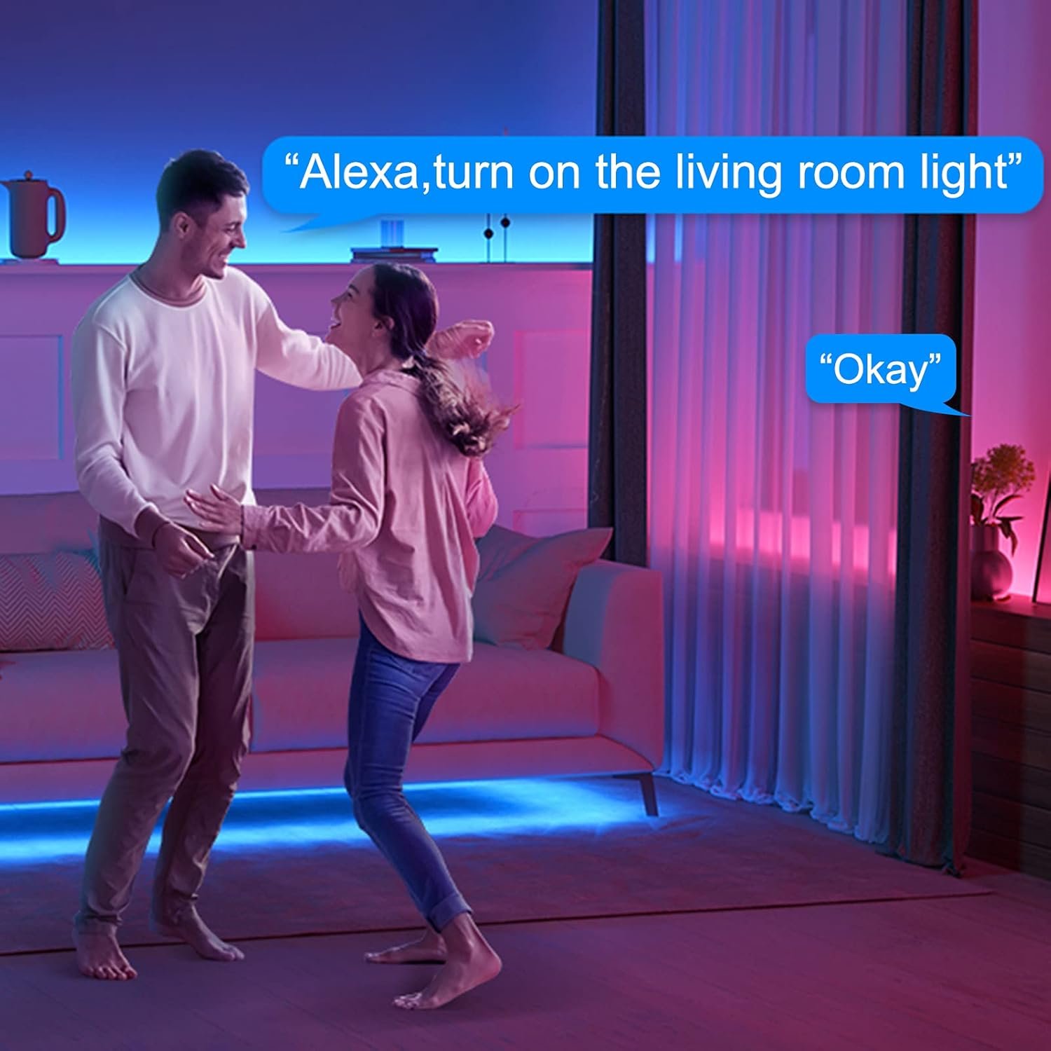 Alexa LED Strip 30m, luxonische Smart RGB -LED -Streifen Alexa LED Lichterkette, App Gesteuerte Muiksynchronisation, Arange -MIT -Google -Assistent, Ultralanger LED LESTE MIT NETELEL UND FERNBEDIENUNG – Bild 3