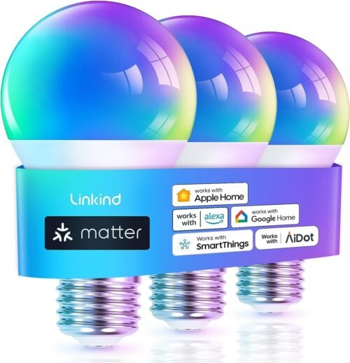 Linkind Matter Smart RGBTW BIRNE, 9W ​​= 60W WLAN INTIGESSIGE E27 Guhbirne 1800-6500K Mehrfarbig, 3-100% Dimmbar, Musik Sync, A60 Lampe Kompatibel Mit Apple Home/Alexa/Google Home/SmartThings, 3 Stücke Kompatibel Mit Apple Home/Alexa/Google Home/SmartThings, 3 Stücke Kompatibel Mit Apple Home/Alexa/Google Home/SmartThings, 3 Stücke Kompatibel Mit Apple Home/Alexa/Google Home/SmartThings, 3 Stücke Kompatibel Mit Apple Home/Alexa/Google Home/SmartThings, 3 Stücke Kompatibel Mit Apple Home/Alexa/Google Home/SmartThings, 3 Stücke