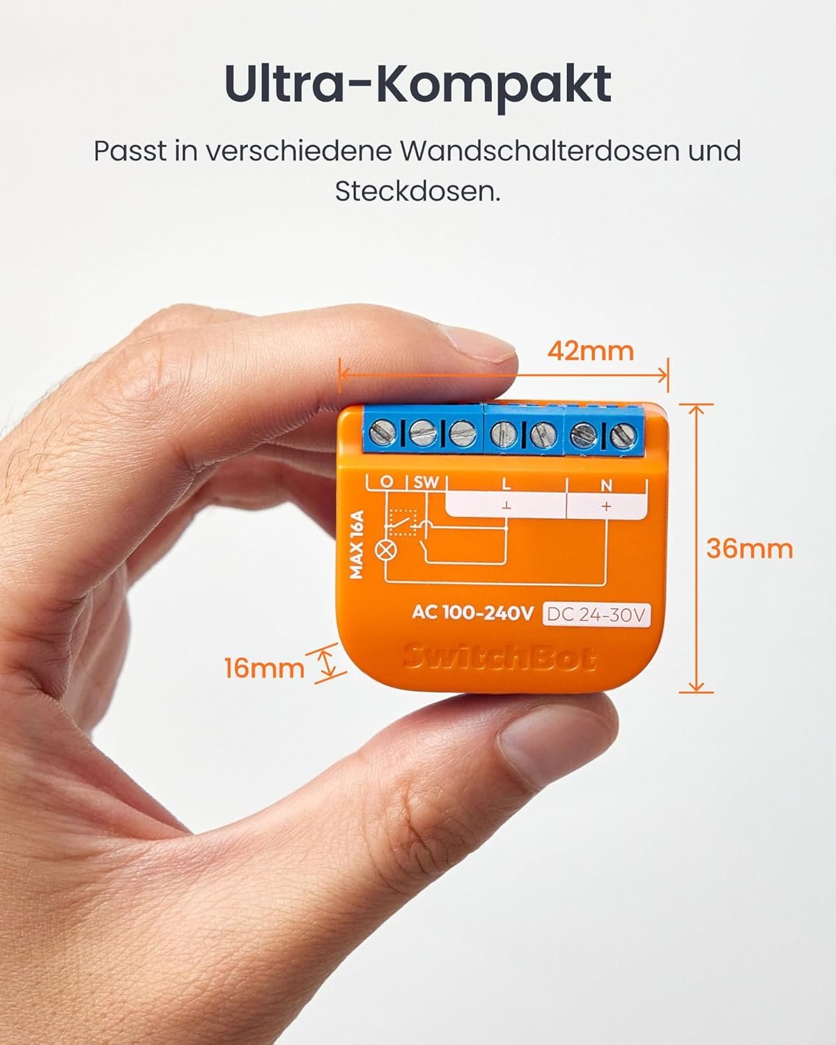 Switchbot Matter Relais Schalter 13.00 Uhr, Wlan Schalter Kompatibel Mit Alexa/Apple Home/Google Home, LeistungsMessende Relaissschaltmodul MIT Integrierer Bluetooth Repeater, Bluetooth & WLAN 2,4GHz, 16A, 2pcs – Bild 8