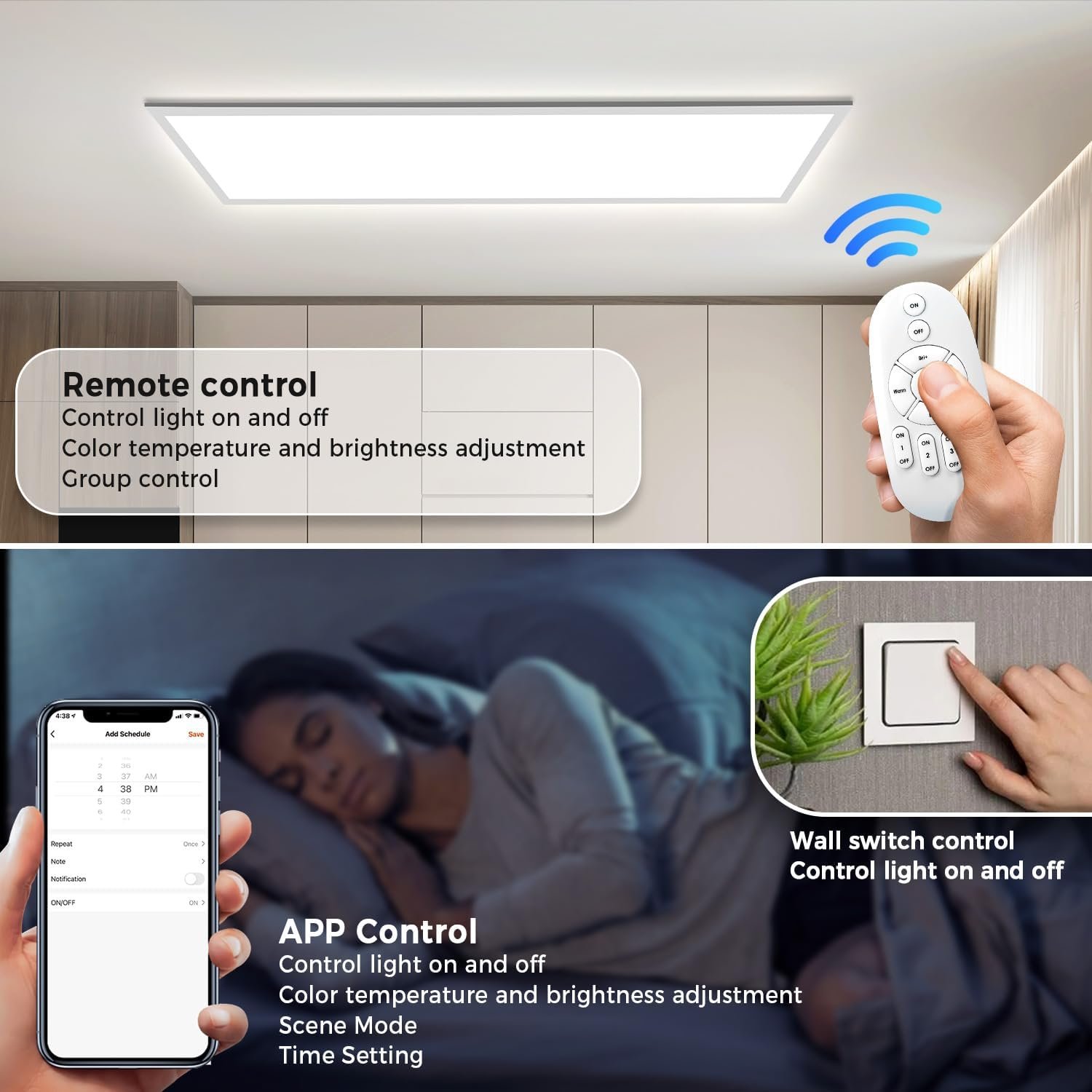 Deckenleuchte LED Dimmbar 100x25cm, 28W Smart LED Wifi Tuya Deckenlampe mit Fernbedienung, App-STEUERUNG 2700K-6500K Aufladen – Bild 3