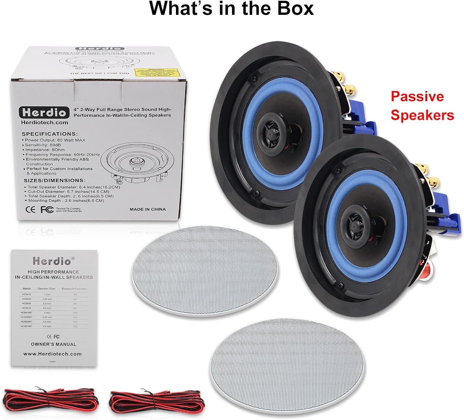 Herdio 4 Zoll Deckenlautsprecher, 160 Watt 2-Wege Flush Mount Einbaulauspecher, Zuur Montage An System, für Ingen, Schlafzimmer, Badezimmer, Heimkino, überdachte Veranden – Bild 4