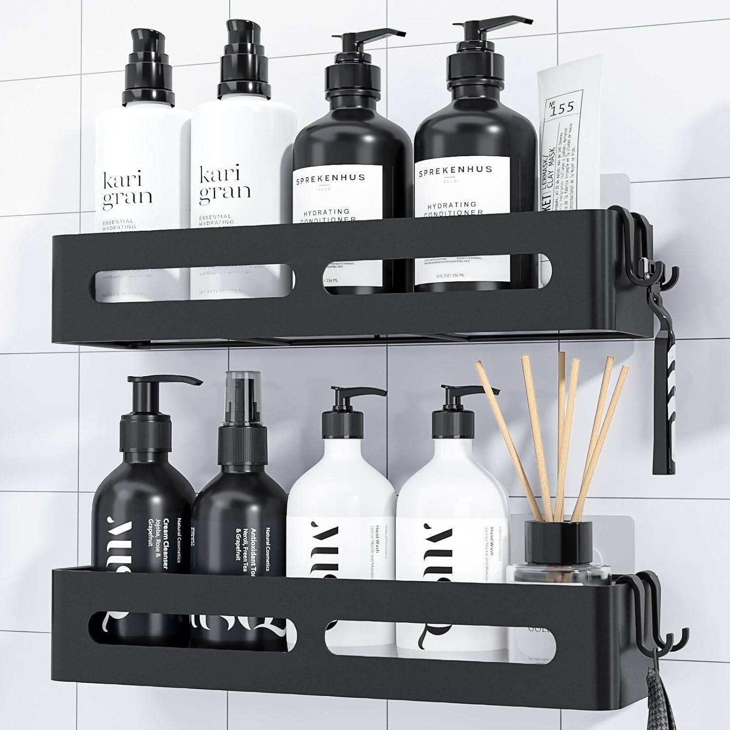 Kitsure Duschablage Ohn Bohren - 2er -Pack, Duschregal Ohn Bohren MIT Maßer Kapazität, Rostf.