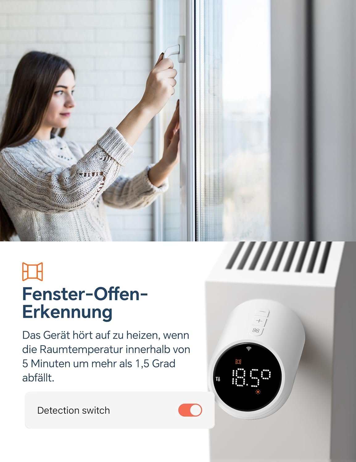 Beok Heizkörperthermostat Wlan, Smart Home HeizungSthermostat Heizkörper ThermostatKopf Thermostat Heizung Digital Wifi Heizungsregler, Steeuerung per Tuya App, Google Assistant & Alexa TRV-705 – Bild 4