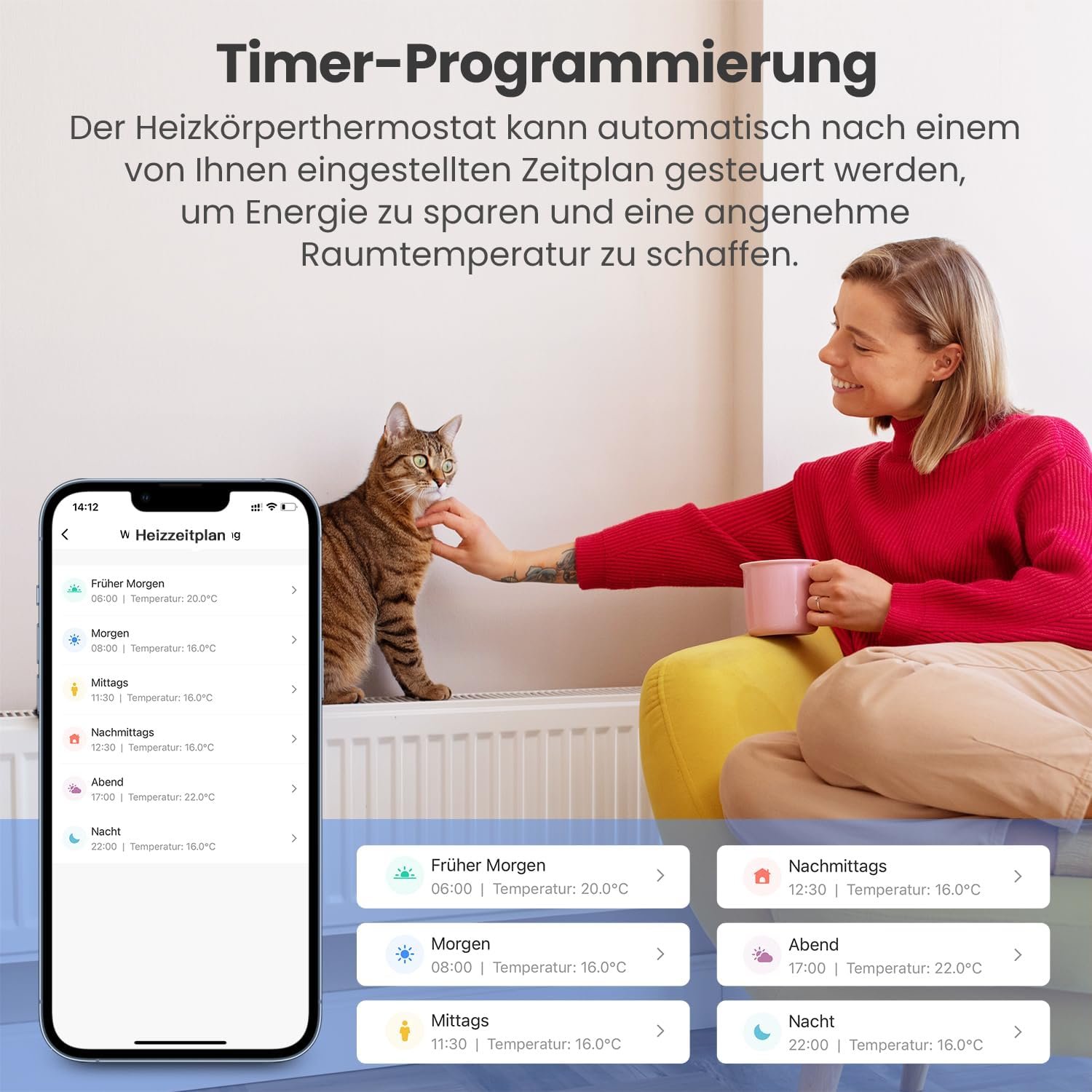 Miucda Smart Heizkörperthermostat Wian Programmierbarer Energiesparen Digital Heizung Thermostat Trv Kompatibel Mit Alexa und Google Home Tuya – Bild 4